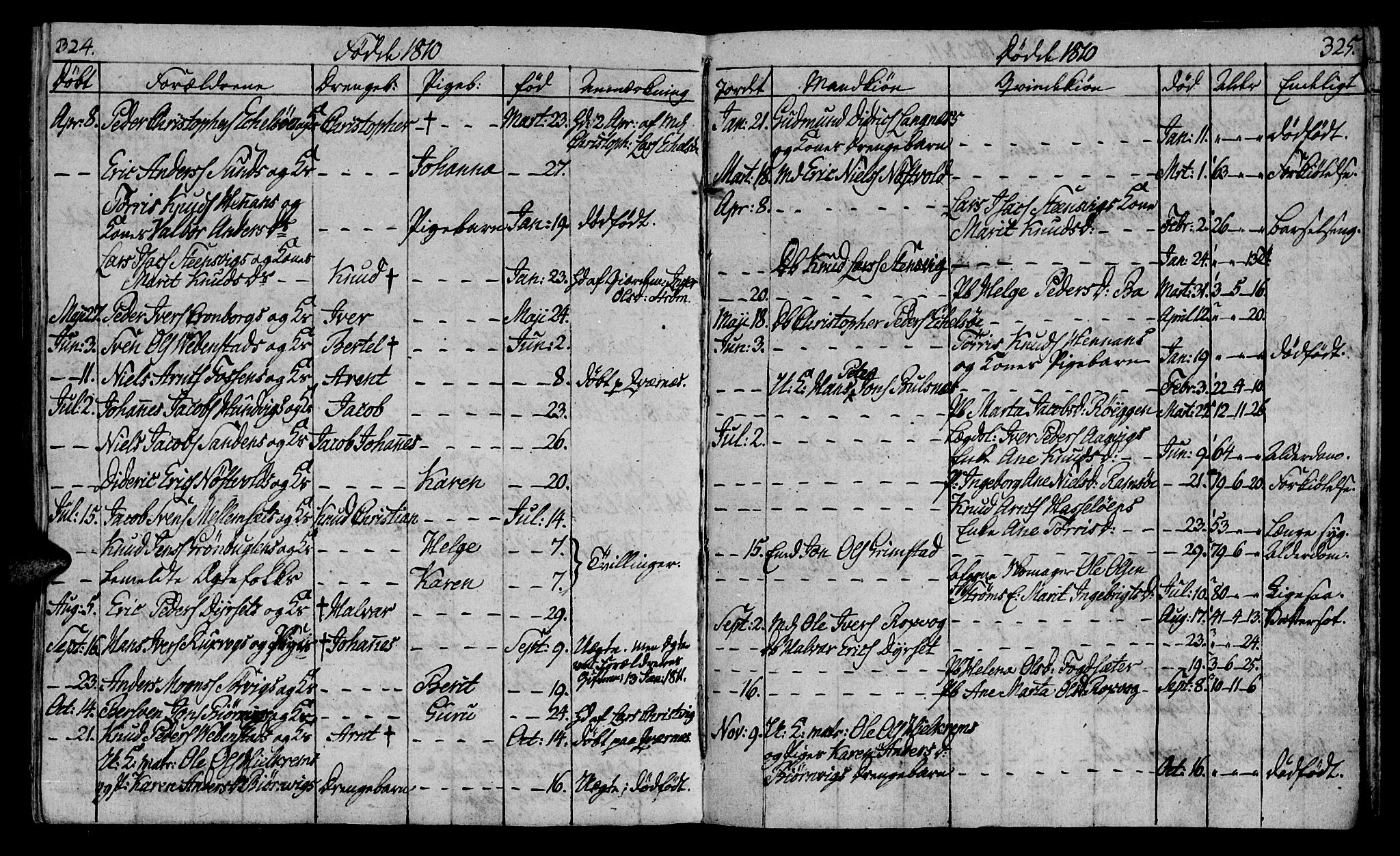 Ministerialprotokoller, klokkerbøker og fødselsregistre - Møre og Romsdal, AV/SAT-A-1454/569/L0817: Parish register (official) no. 569A03, 1805-1819, p. 324-325