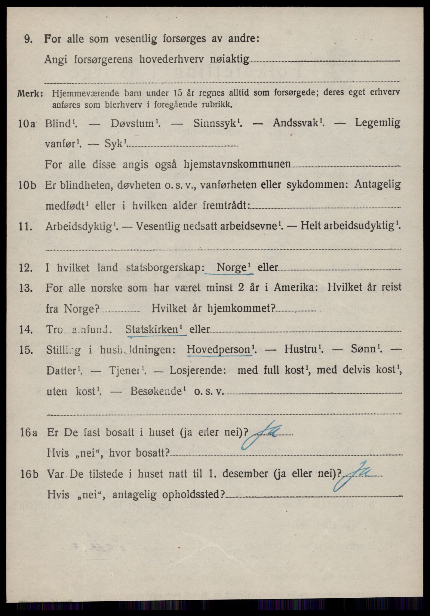 SAT, 1920 census for Vestnes, 1920, p. 3116