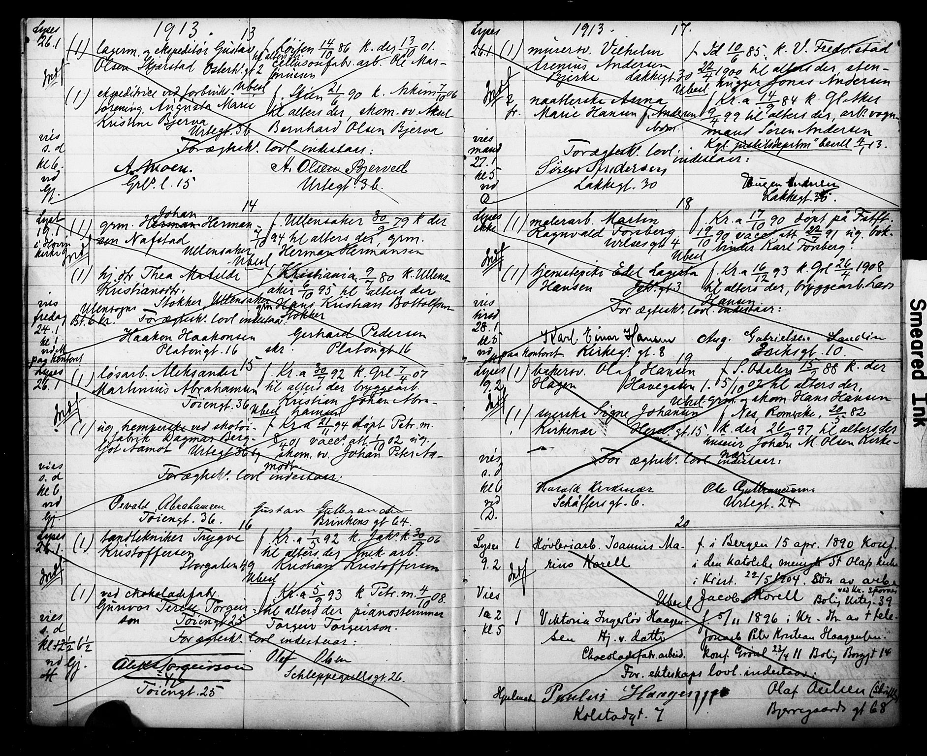 Grønland prestekontor Kirkebøker, AV/SAO-A-10848/H/Ha/L0001: Banns register no. 1, 1912-1918