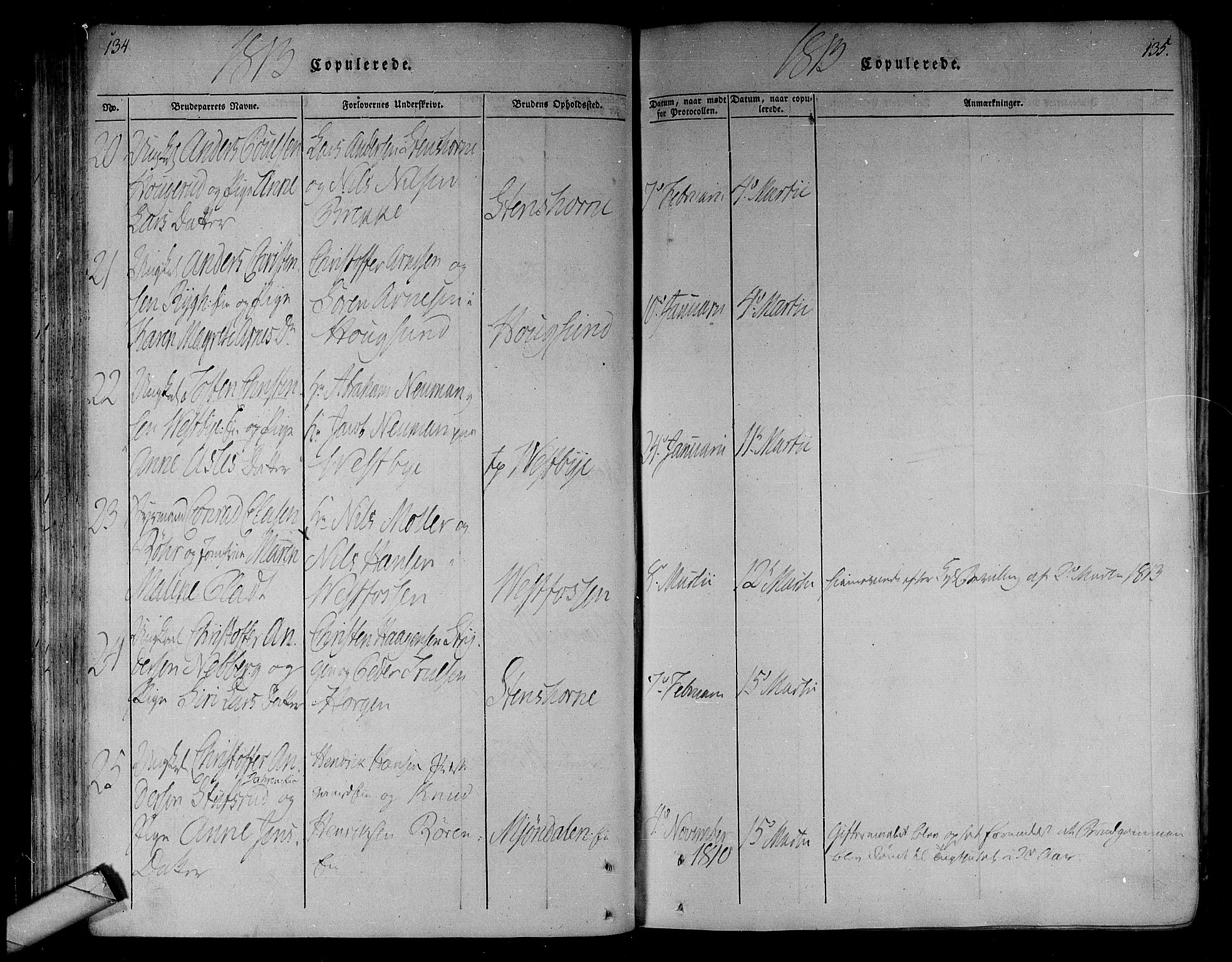 Eiker kirkebøker, AV/SAKO-A-4/F/Fa/L0010: Parish register (official) no. I 10, 1806-1815, p. 134-135