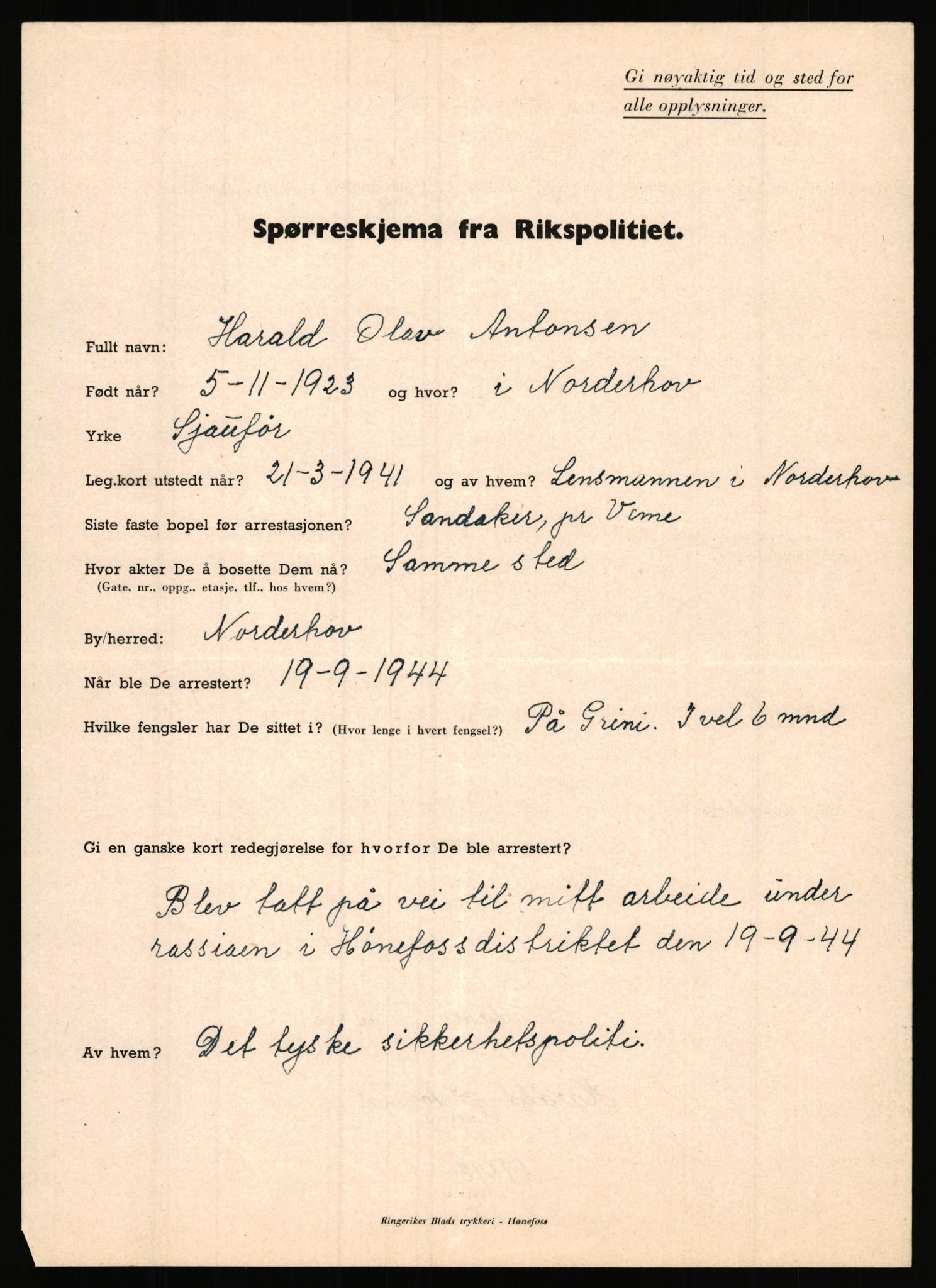 Rikspolitisjefen, AV/RA-S-1560/L/L0001: Abelseth, Rudolf - Berentsen, Odd, 1940-1945, p. 775