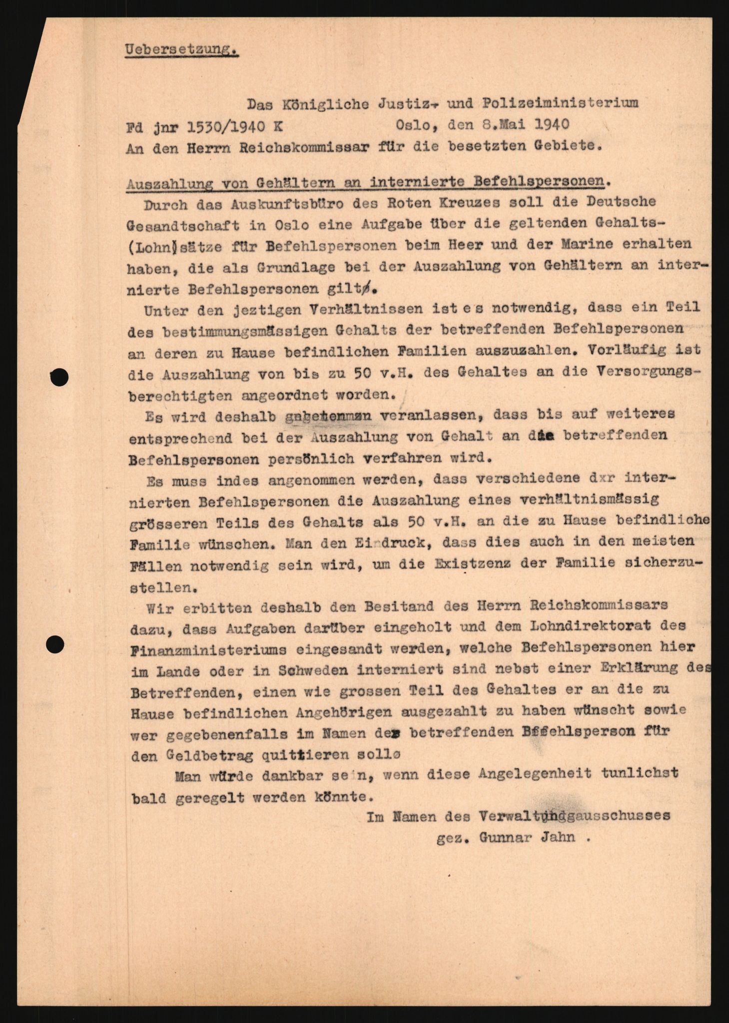 Forsvarets Overkommando. 2 kontor. Arkiv 11.4. Spredte tyske arkivsaker, AV/RA-RAFA-7031/D/Dar/Darb/L0013: Reichskommissariat - Hauptabteilung Vervaltung, 1917-1942, p. 1292