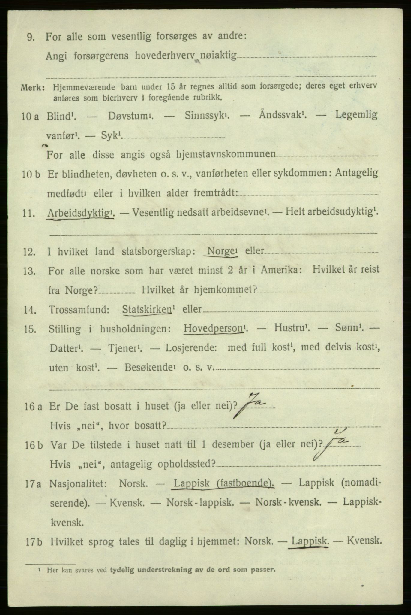 SATØ, 1920 census for Kautokeino, 1920, p. 1420