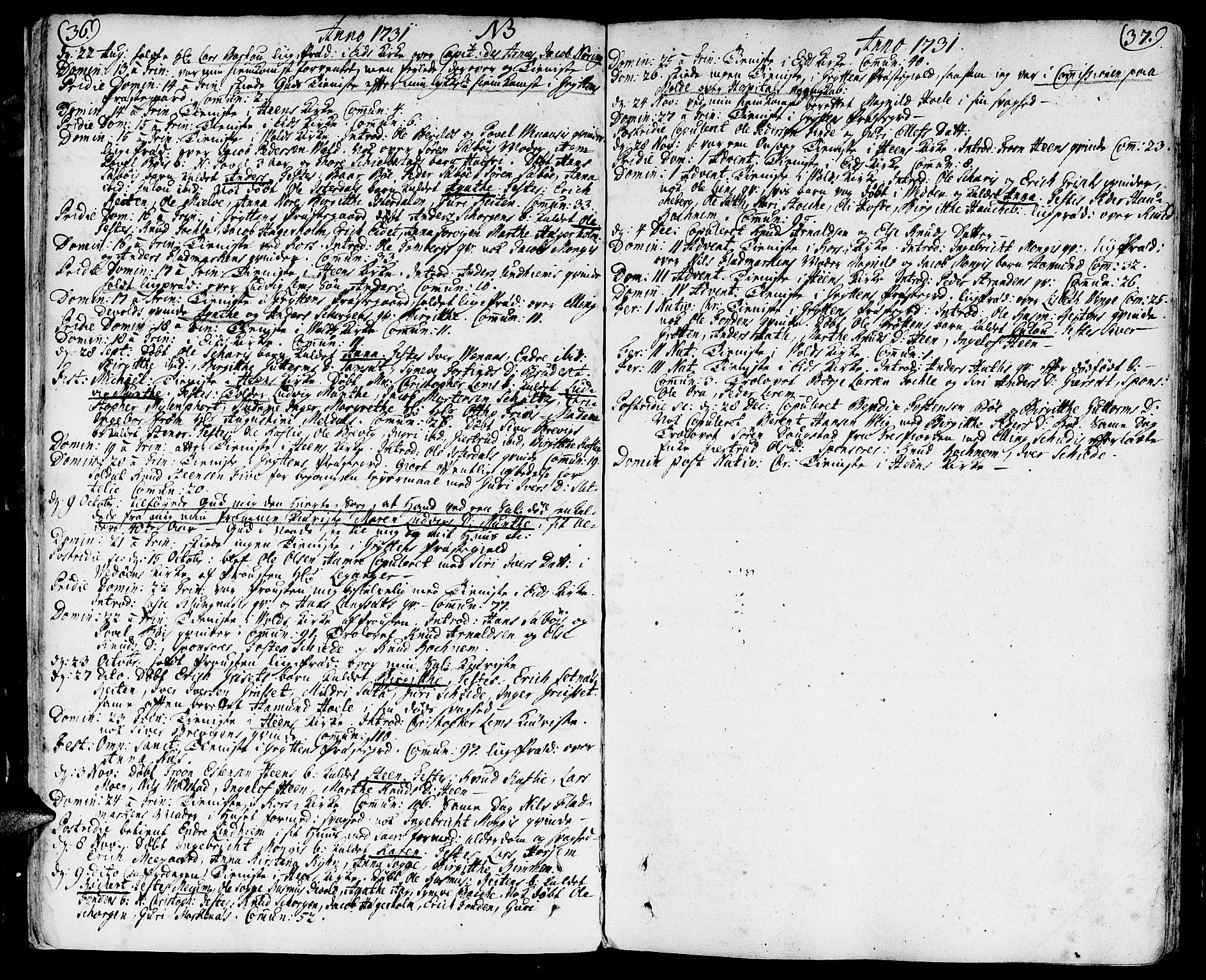 Ministerialprotokoller, klokkerbøker og fødselsregistre - Møre og Romsdal, AV/SAT-A-1454/544/L0568: Parish register (official) no. 544A01, 1725-1763, p. 36-37