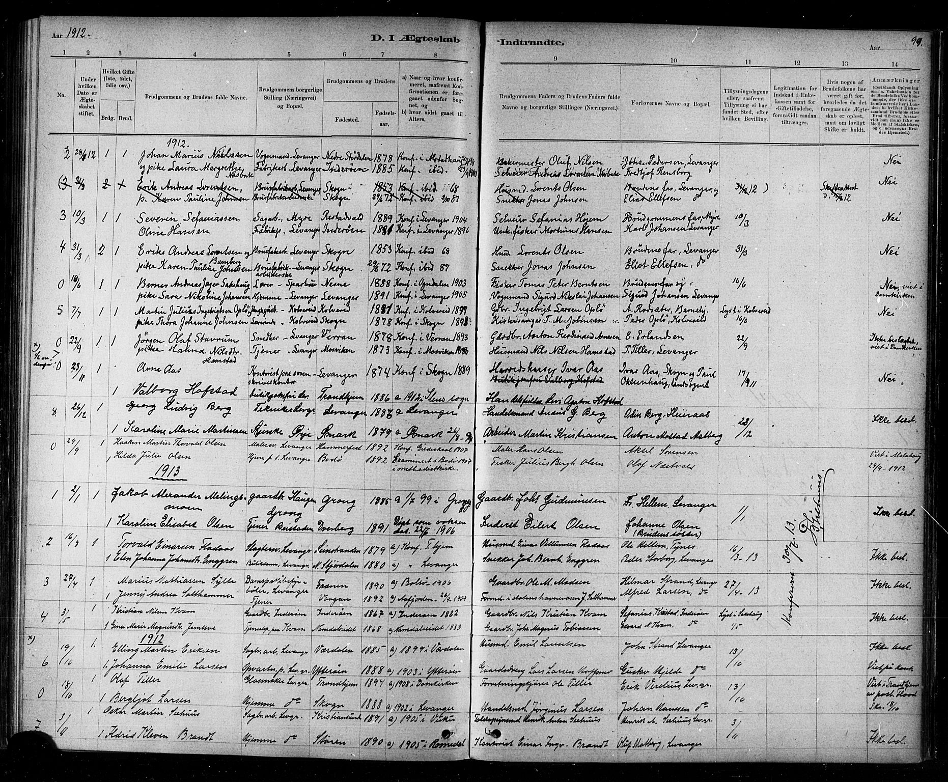 Ministerialprotokoller, klokkerbøker og fødselsregistre - Nord-Trøndelag, AV/SAT-A-1458/720/L0192: Parish register (copy) no. 720C01, 1880-1917, p. 99