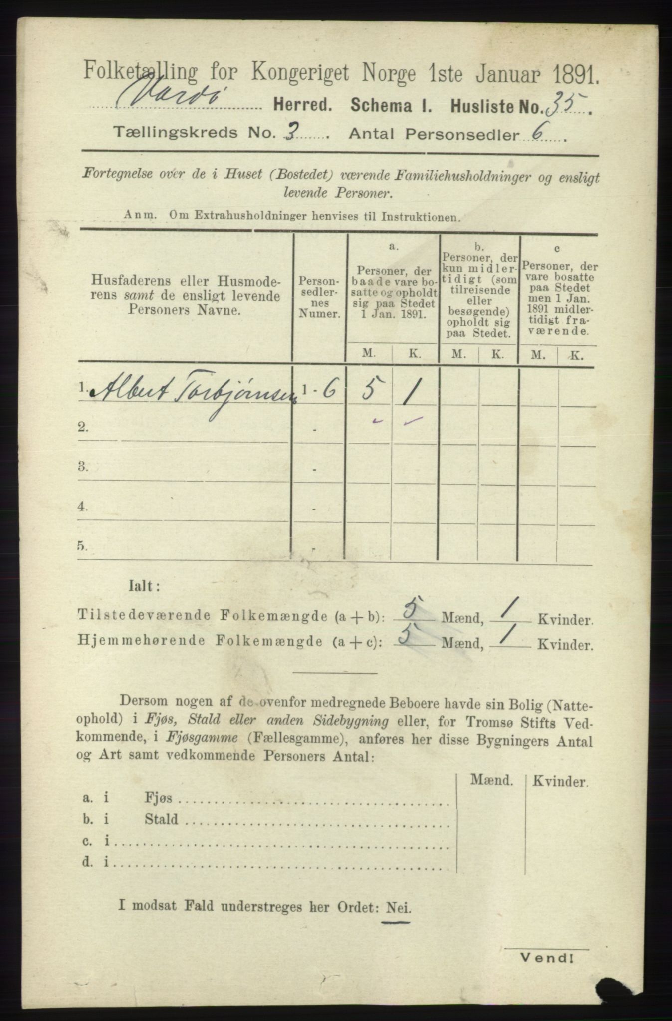 RA, 1891 census for 2028 Vardø, 1891, p. 815