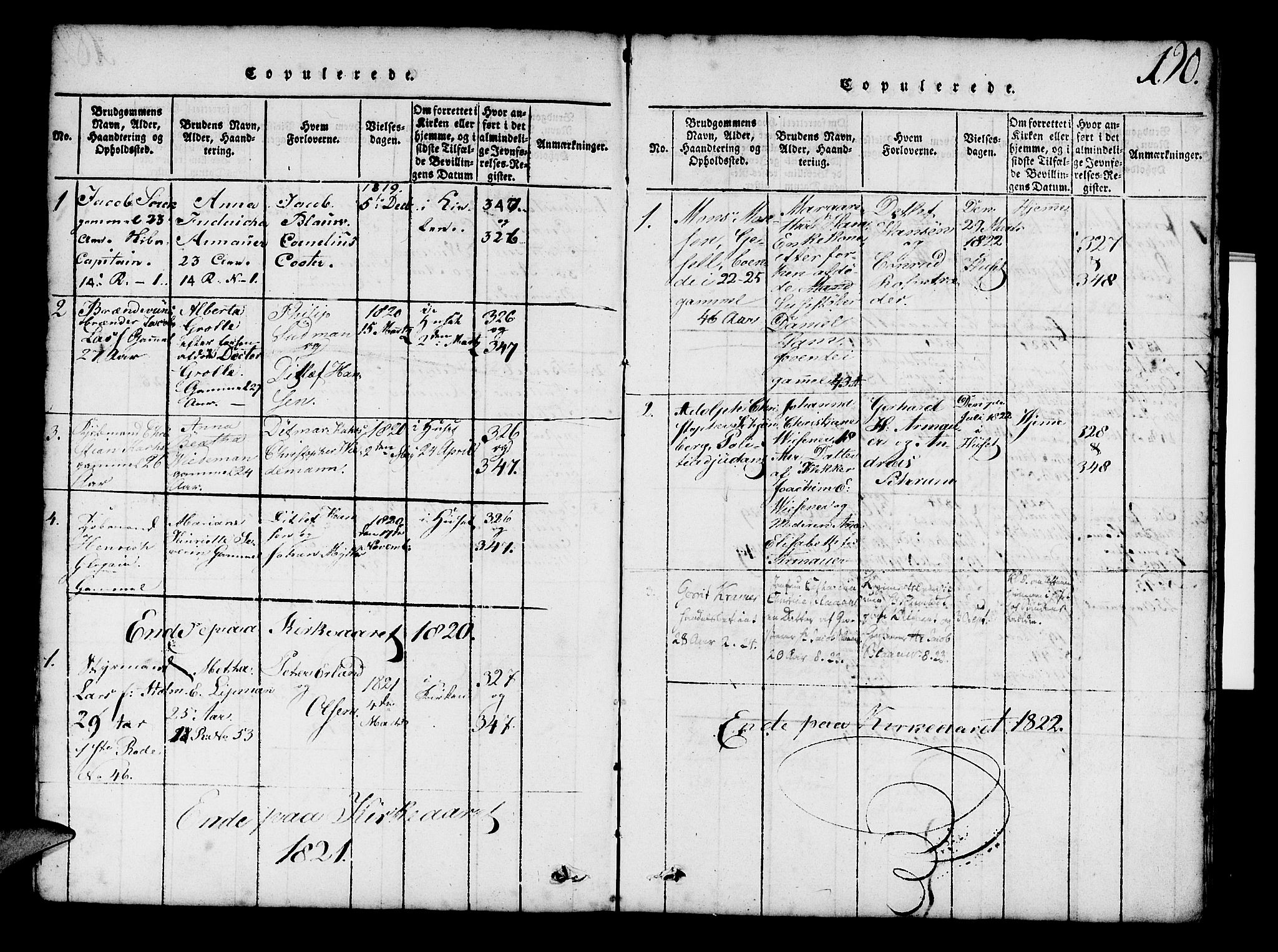Mariakirken Sokneprestembete, SAB/A-76901/H/Hab/L0001: Parish register (copy) no. A 1, 1815-1846, p. 190