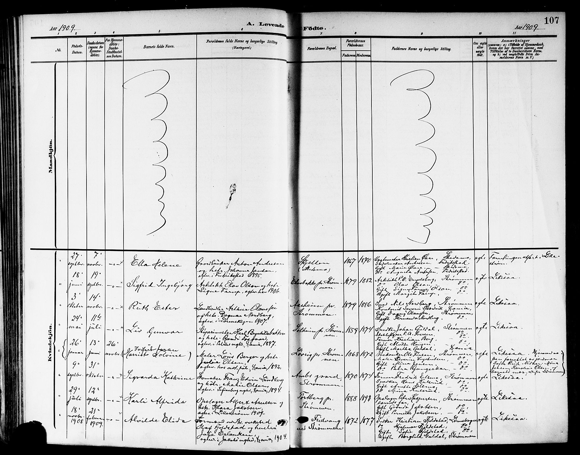 Skedsmo prestekontor Kirkebøker, AV/SAO-A-10033a/G/Ga/L0005b: Parish register (copy) no. I 5B, 1902-1911, p. 107