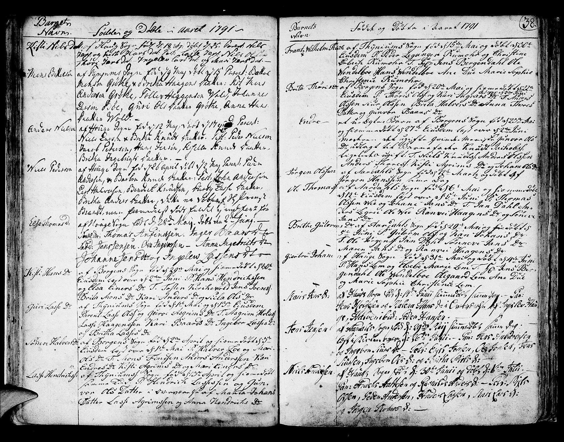 Lærdal sokneprestembete, AV/SAB-A-81201: Parish register (official) no. A 3, 1783-1804, p. 38