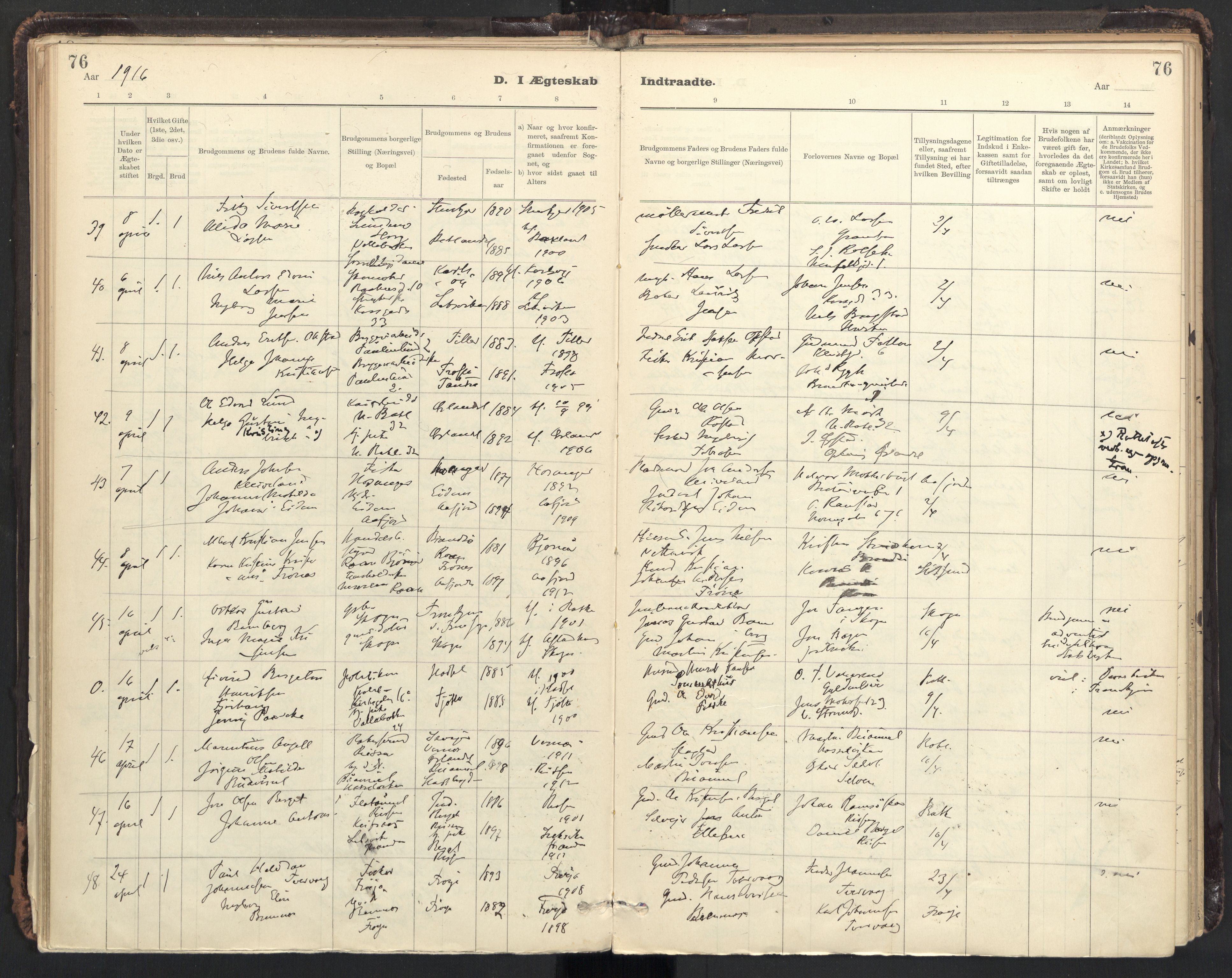 Ministerialprotokoller, klokkerbøker og fødselsregistre - Sør-Trøndelag, AV/SAT-A-1456/604/L0204: Parish register (official) no. 604A24, 1911-1920, p. 76