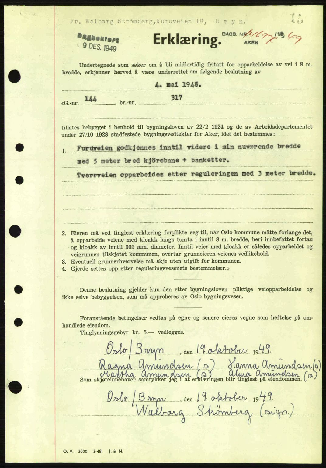 Oslo byskriverembete, AV/SAO-A-10227/G/Gb/Gbd/Gbda/L0017: Mortgage book no. A215, 1949-1950, Diary no: : 14697/1949