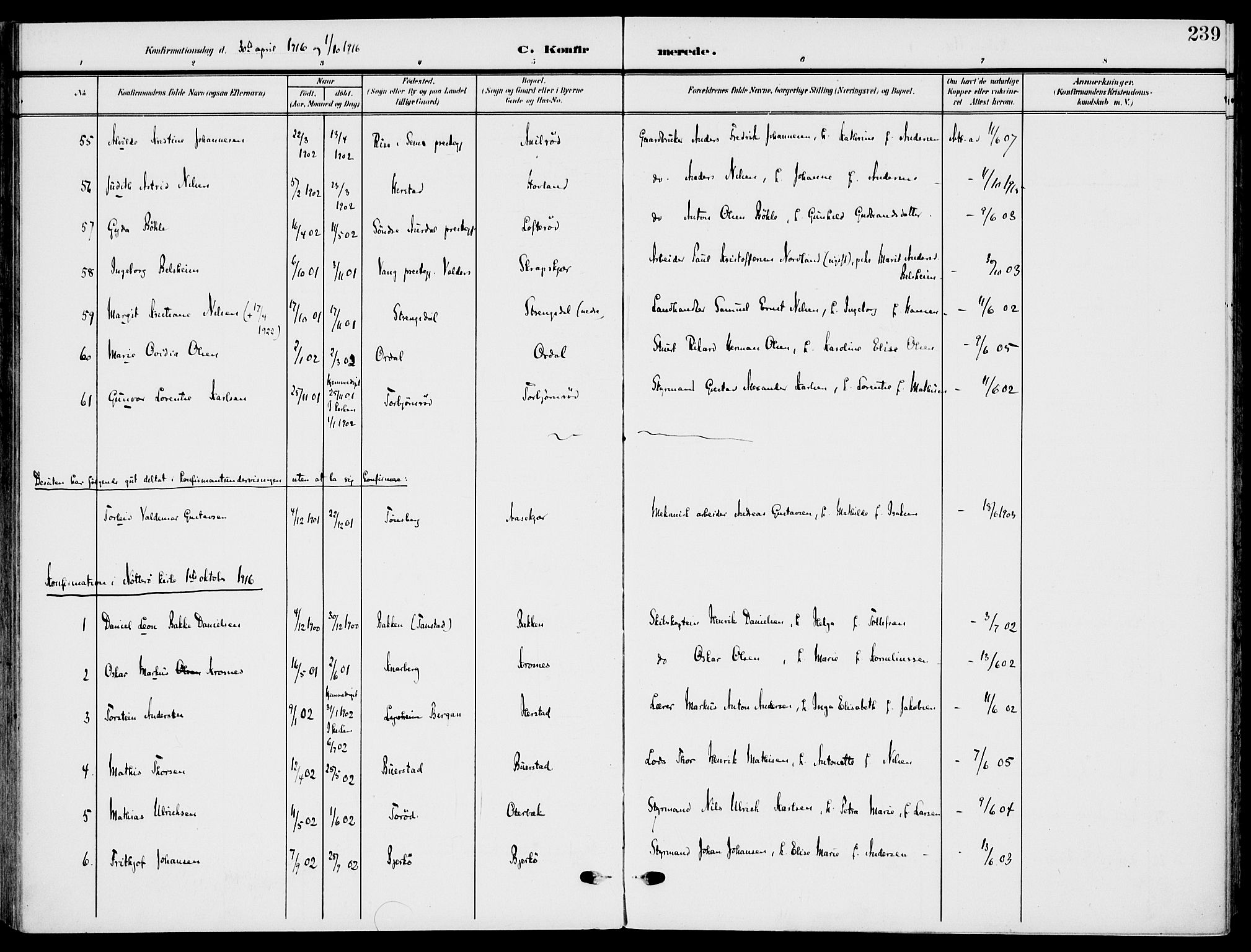 Nøtterøy kirkebøker, AV/SAKO-A-354/F/Fa/L0010: Parish register (official) no. I 10, 1908-1919, p. 239