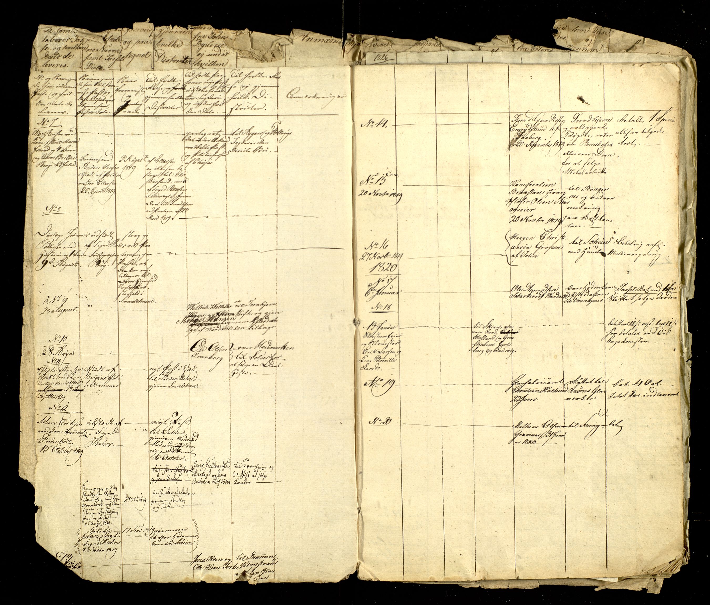 Toten fogderi, AV/SAH-FOGDO-001/L/Lb/Lba/L0001/0001: Passprotokoller og innleverte pass / Passprotokoll, 1819-1826