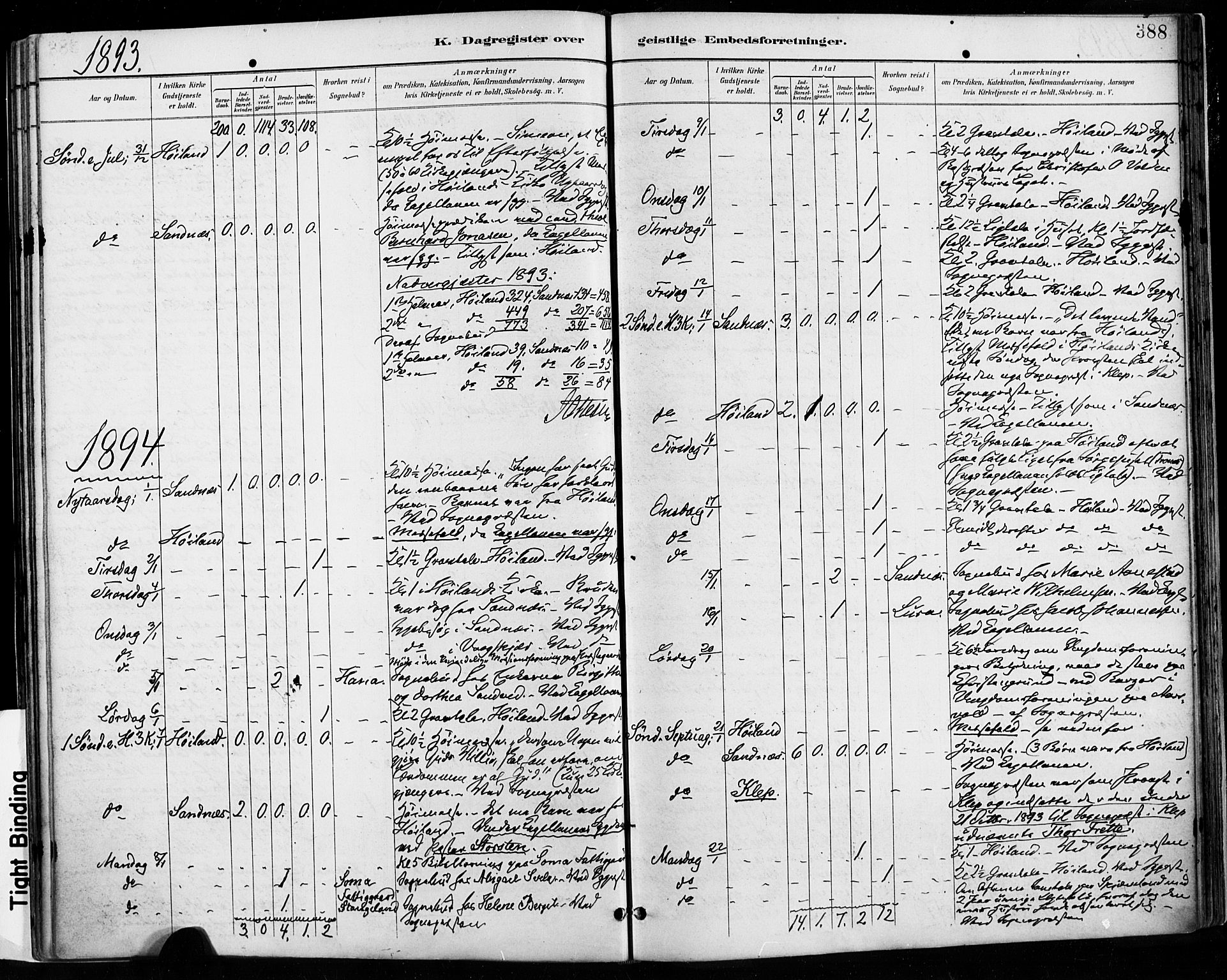 Høyland sokneprestkontor, AV/SAST-A-101799/001/30BA/L0013: Parish register (official) no. A 13.2, 1889-1898, p. 388