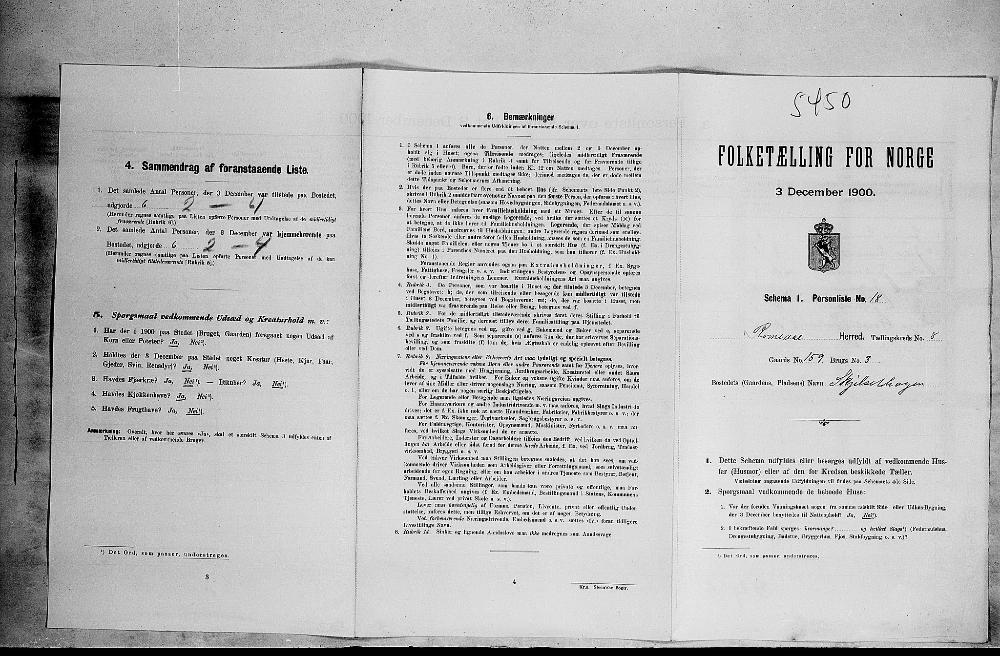 SAH, 1900 census for Romedal, 1900, p. 1282