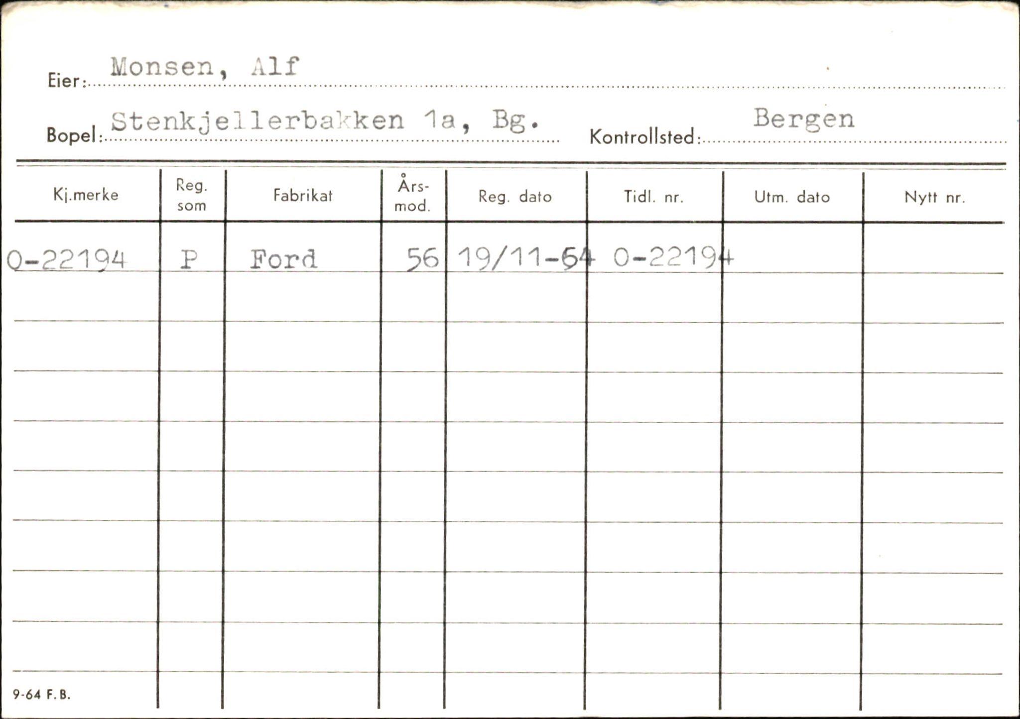 Statens vegvesen, Hordaland vegkontor, AV/SAB-A-5201/2/Hb/L0024: O-eierkort M-N, 1920-1971, p. 4