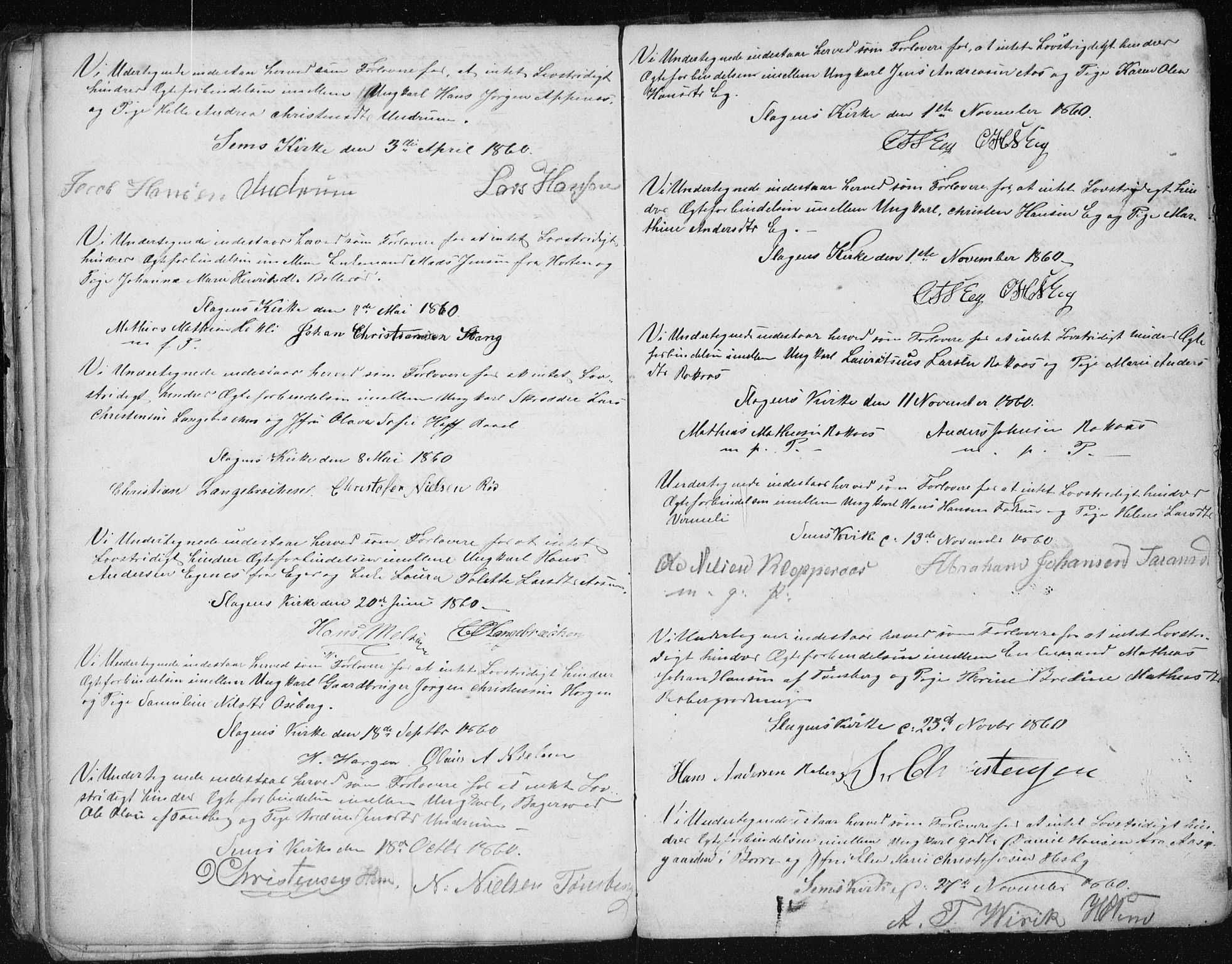 Sem kirkebøker, AV/SAKO-A-5/Y/Ya/L0001: Best man's statements no. 1, 1848-1864