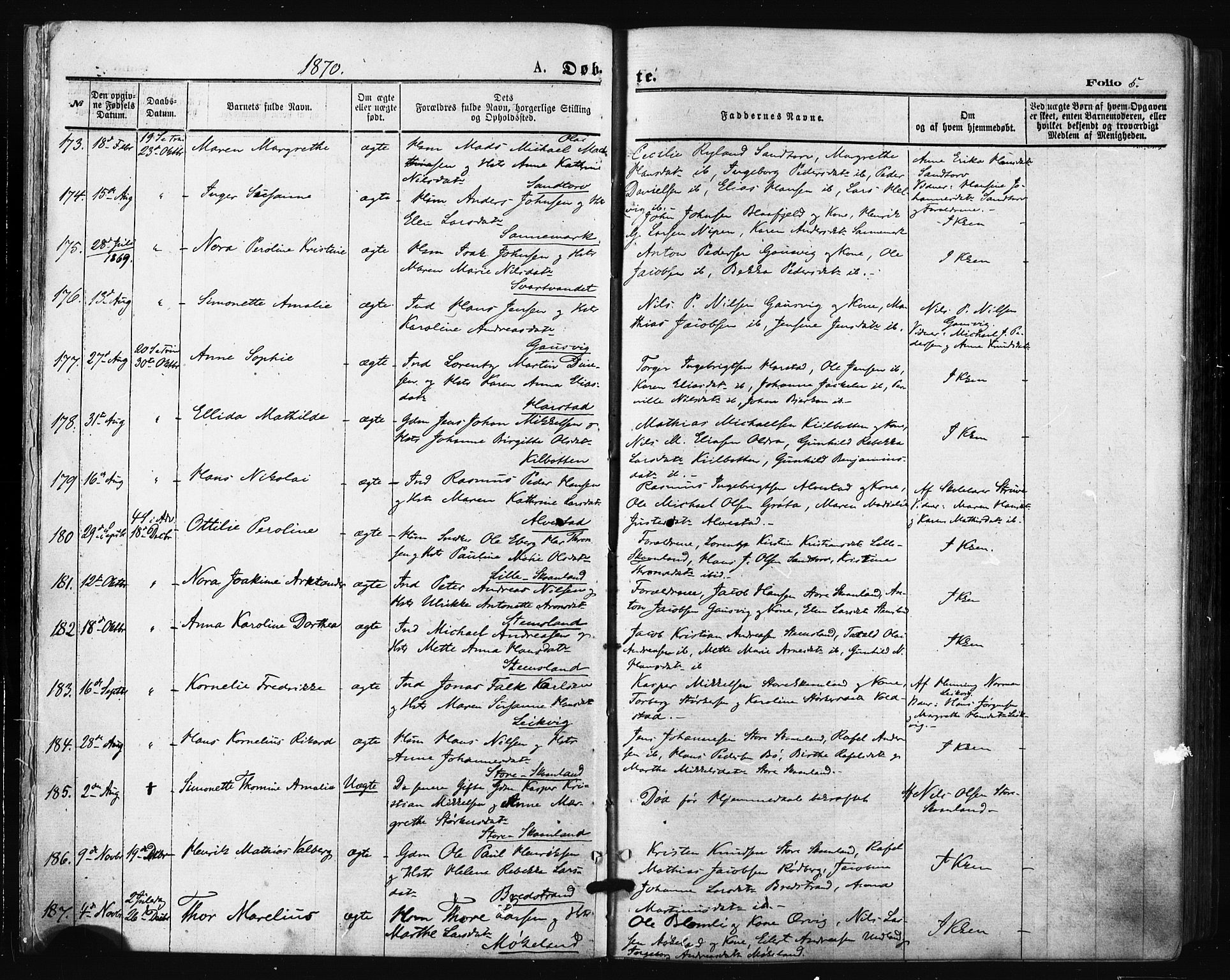 Trondenes sokneprestkontor, AV/SATØ-S-1319/H/Ha/L0013kirke: Parish register (official) no. 13, 1870-1878, p. 5