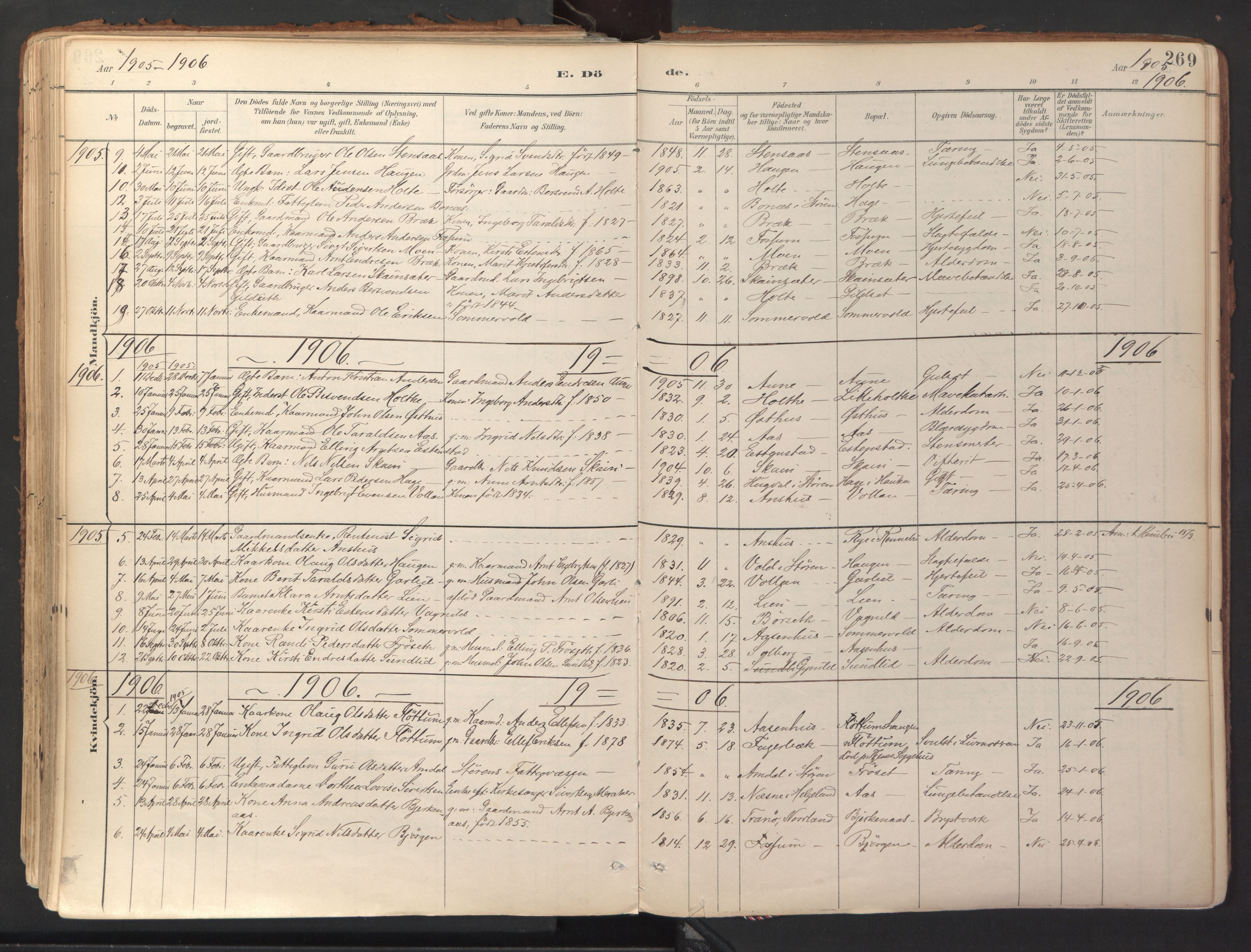 Ministerialprotokoller, klokkerbøker og fødselsregistre - Sør-Trøndelag, SAT/A-1456/689/L1041: Parish register (official) no. 689A06, 1891-1923, p. 269
