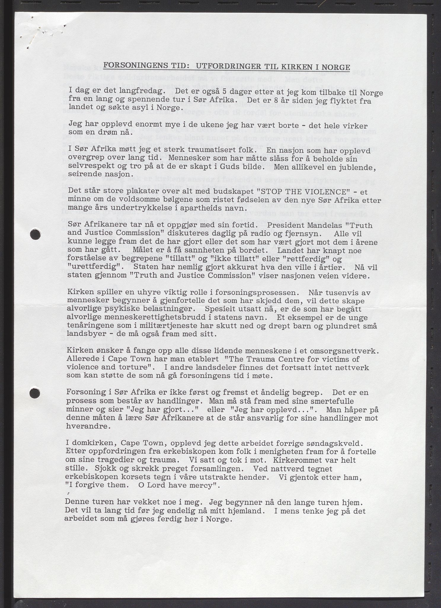 Hamar bispedømmeråd, AV/SAH-BISPEDØMRÅD-002/D/Da/L0051: Sakarkiv ordnet etter arkivnøkkel, 1990-1998, p. 127