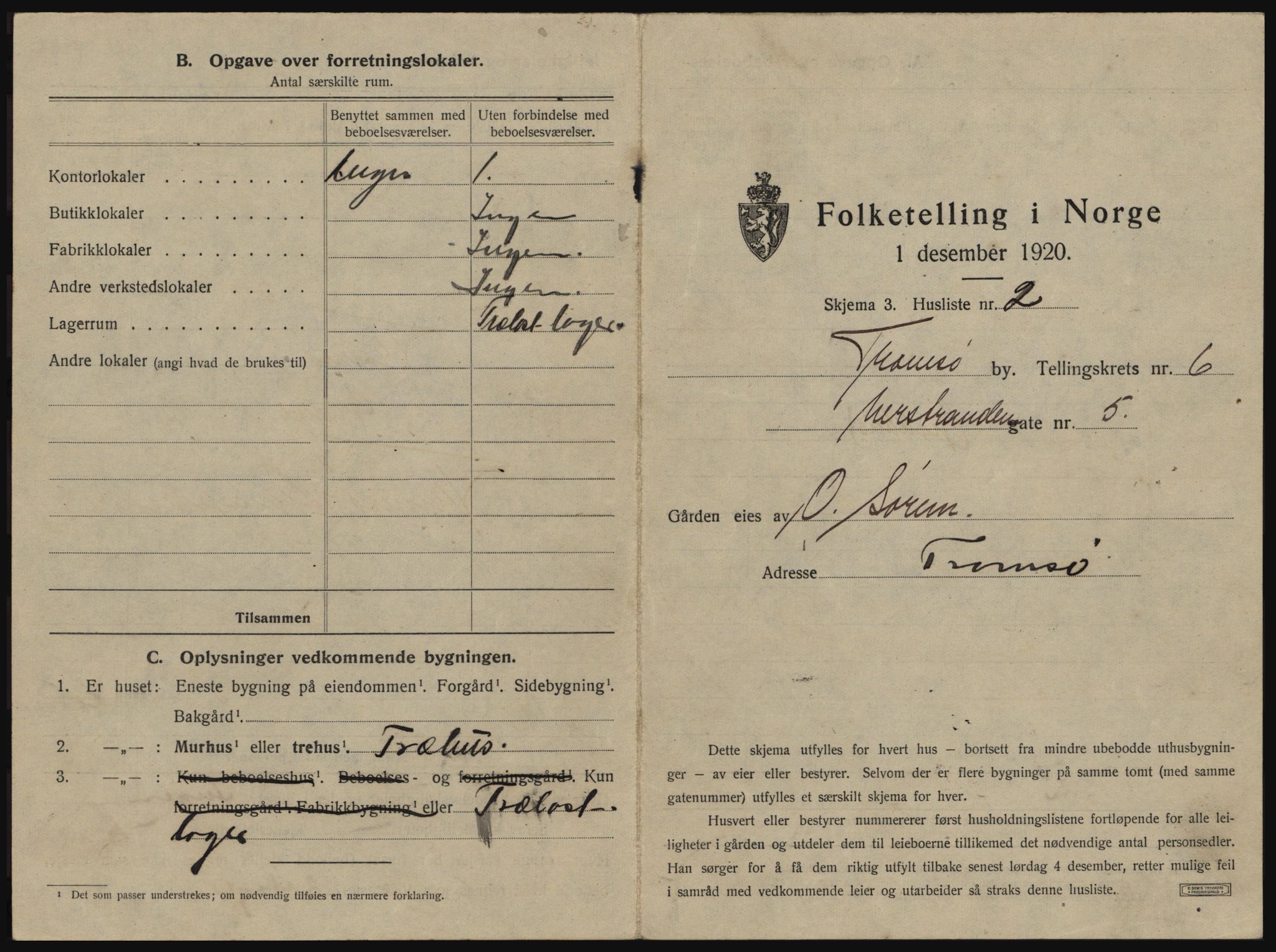 SATØ, 1920 census for Tromsø, 1920, p. 933