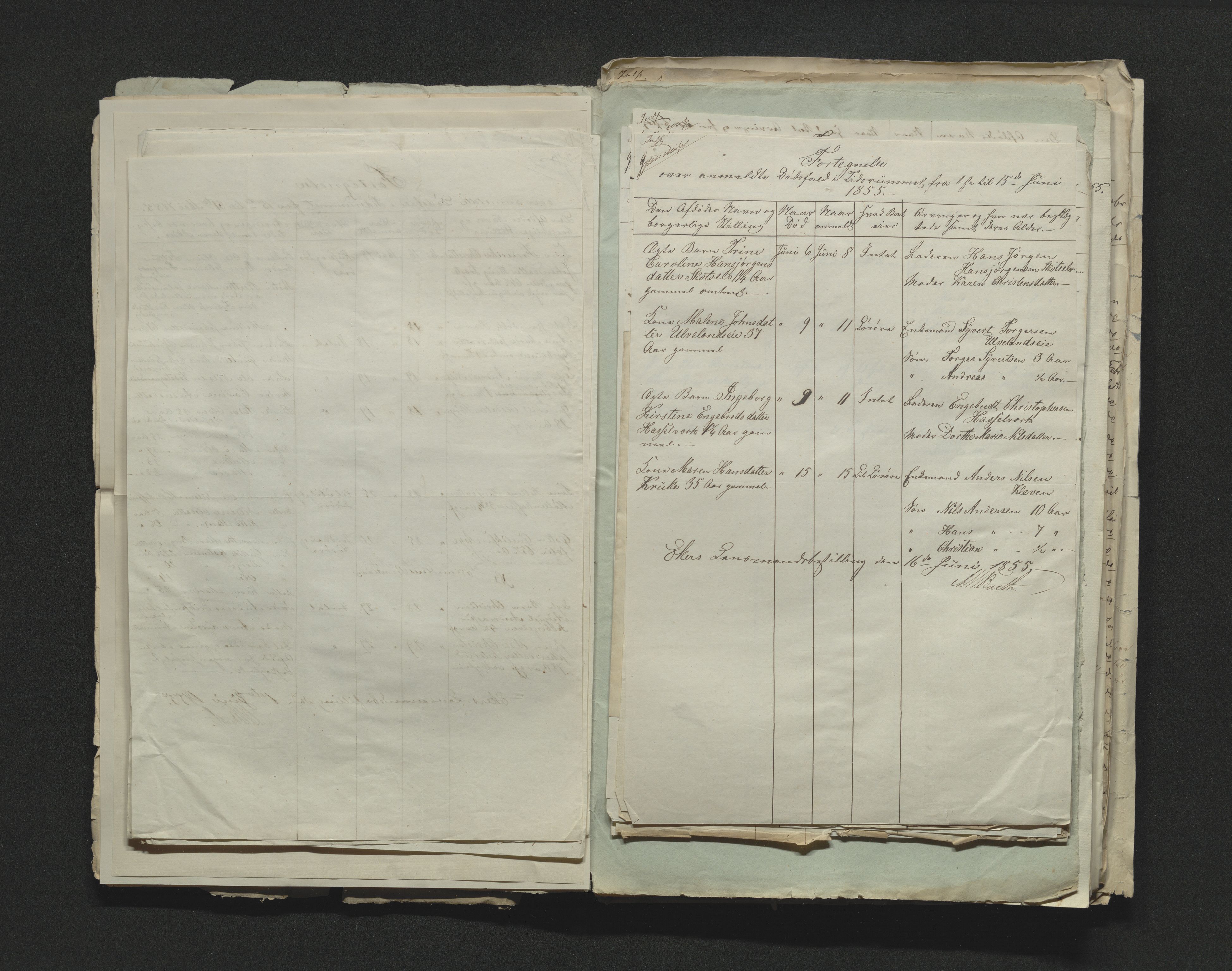 Eiker, Modum og Sigdal sorenskriveri, AV/SAKO-A-123/H/Ha/Hab/L0009: Dødsfallsmeldinger, 1854-1857, p. 155