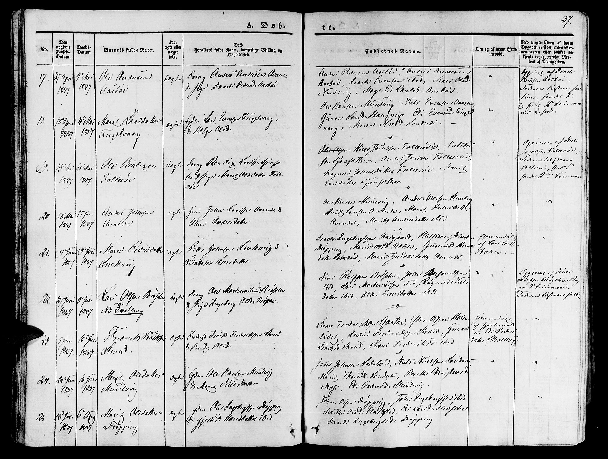 Ministerialprotokoller, klokkerbøker og fødselsregistre - Møre og Romsdal, AV/SAT-A-1454/592/L1024: Parish register (official) no. 592A03 /1, 1831-1849, p. 37