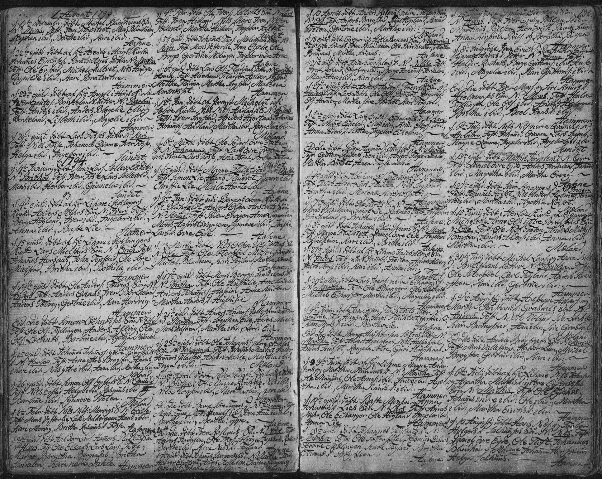 Hamre sokneprestembete, SAB/A-75501/H/Ha/Haa/Haaa/L0008: Parish register (official) no. A 8, 1778-1804, p. 134