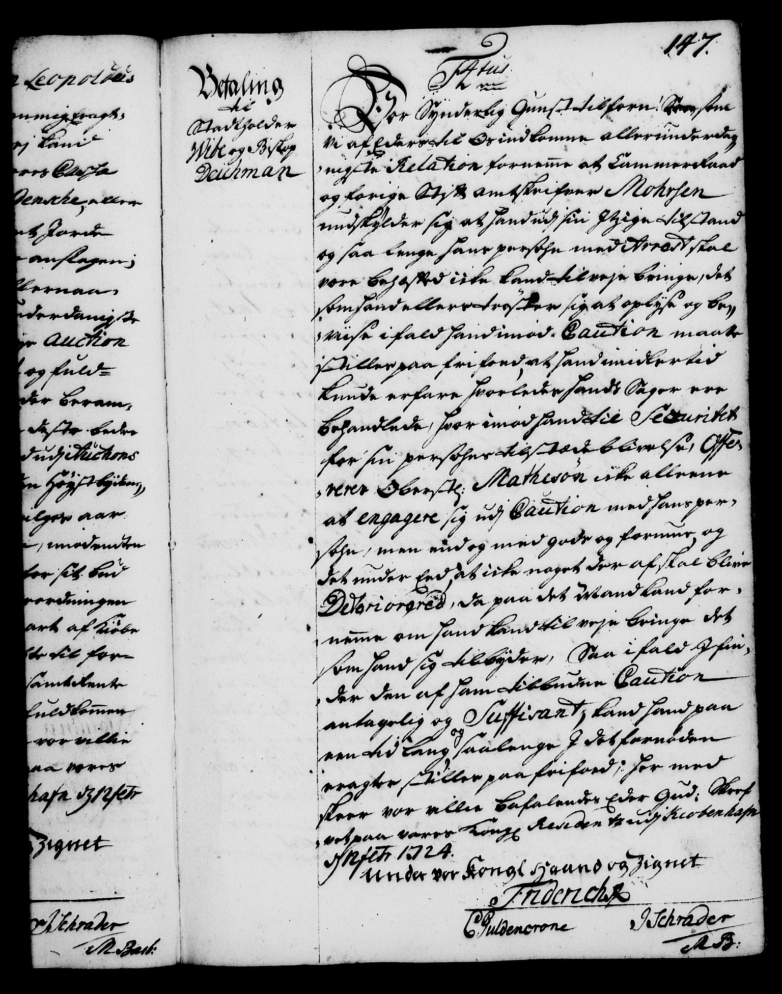 Rentekammeret, Kammerkanselliet, RA/EA-3111/G/Gg/Gga/L0002: Norsk ekspedisjonsprotokoll med register (merket RK 53.2), 1723-1727, p. 147