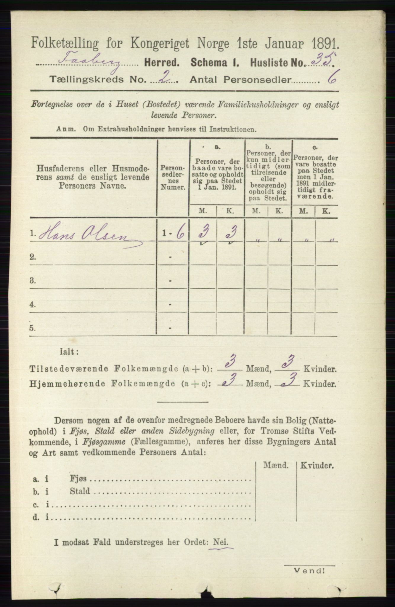 RA, 1891 census for 0524 Fåberg, 1891, p. 589