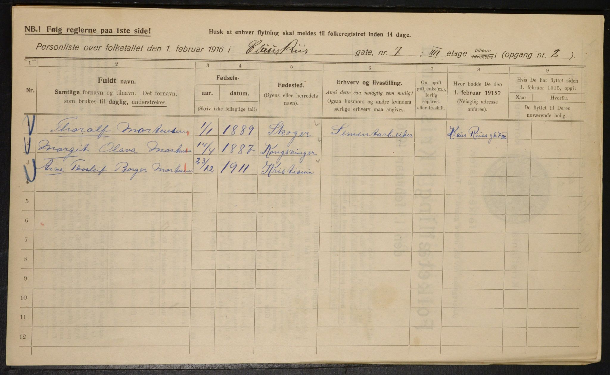 OBA, Municipal Census 1916 for Kristiania, 1916, p. 12778