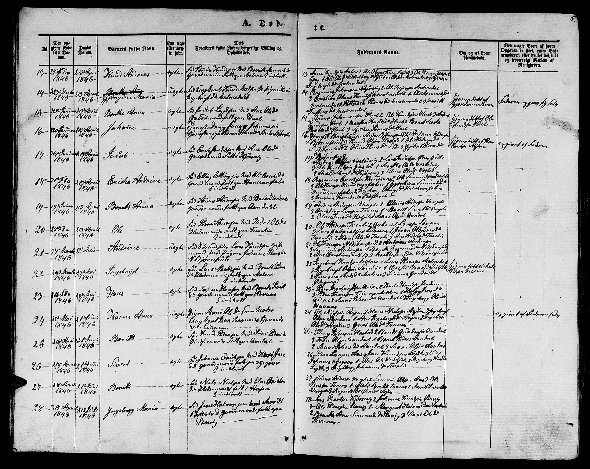 Ministerialprotokoller, klokkerbøker og fødselsregistre - Møre og Romsdal, SAT/A-1454/565/L0753: Parish register (copy) no. 565C02, 1845-1870, p. 5