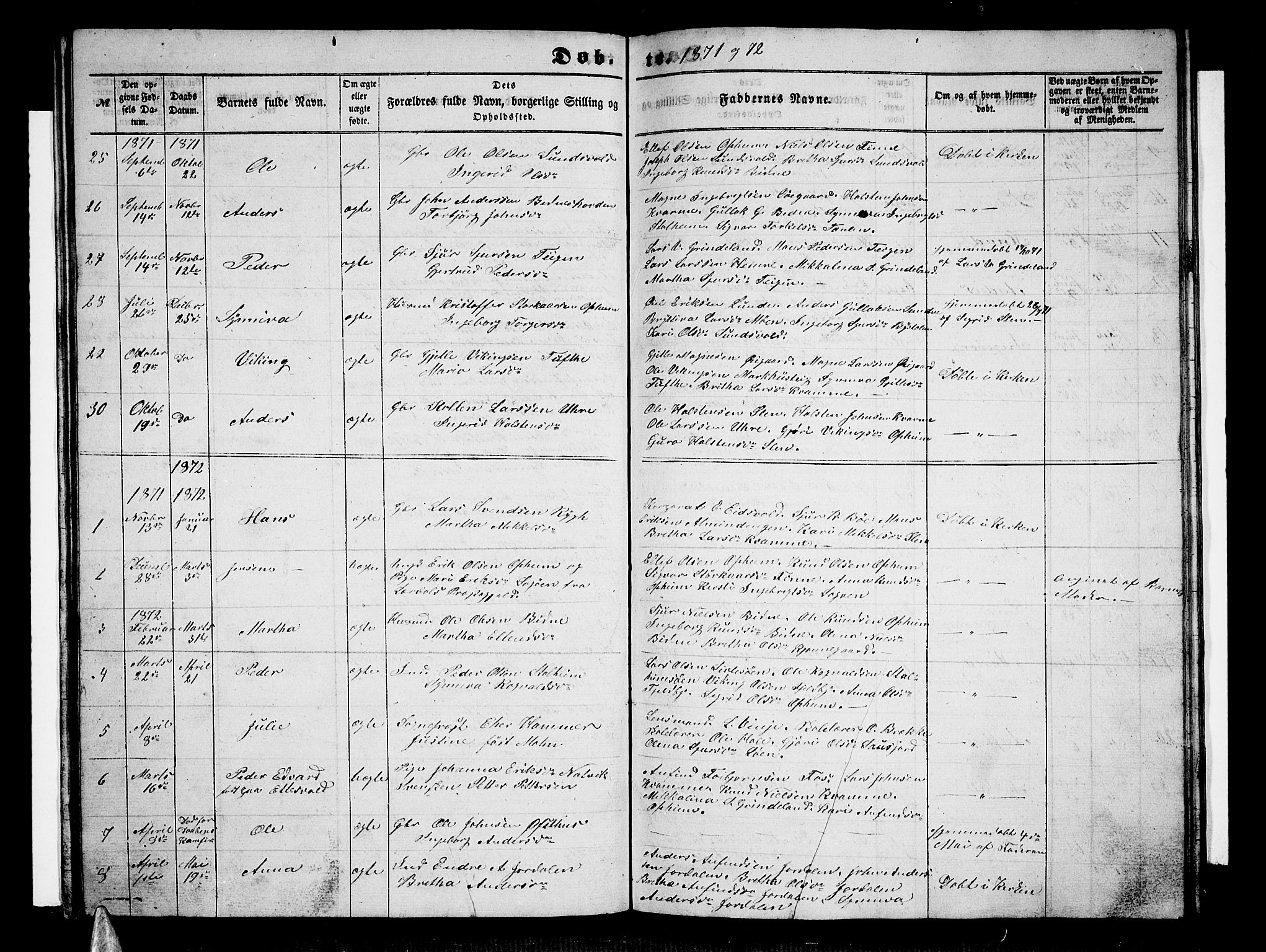 Vossestrand Sokneprestembete, AV/SAB-A-79101/H/Hab: Parish register (copy) no. A 1, 1855-1879