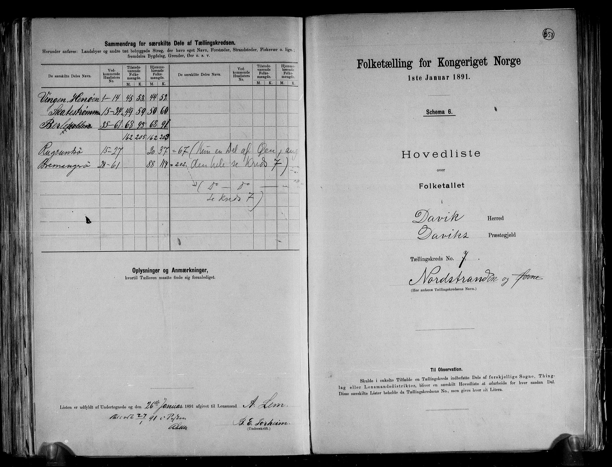 RA, 1891 census for 1442 Davik, 1891, p. 20