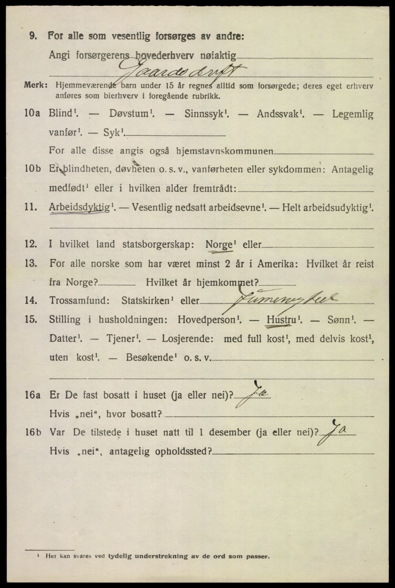 SAK, 1920 census for Spangereid, 1920, p. 1064