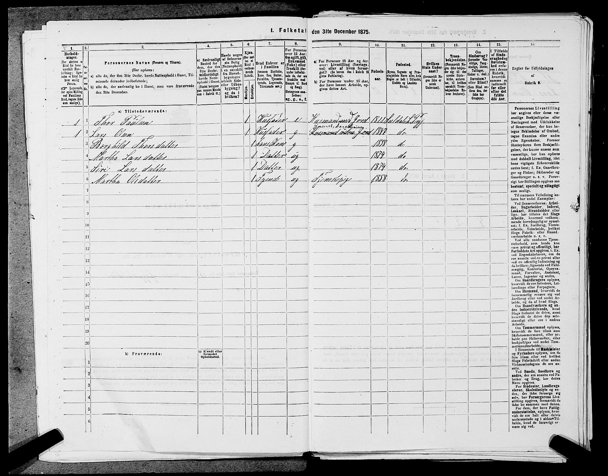 SAST, 1875 census for 1134P Suldal, 1875, p. 576