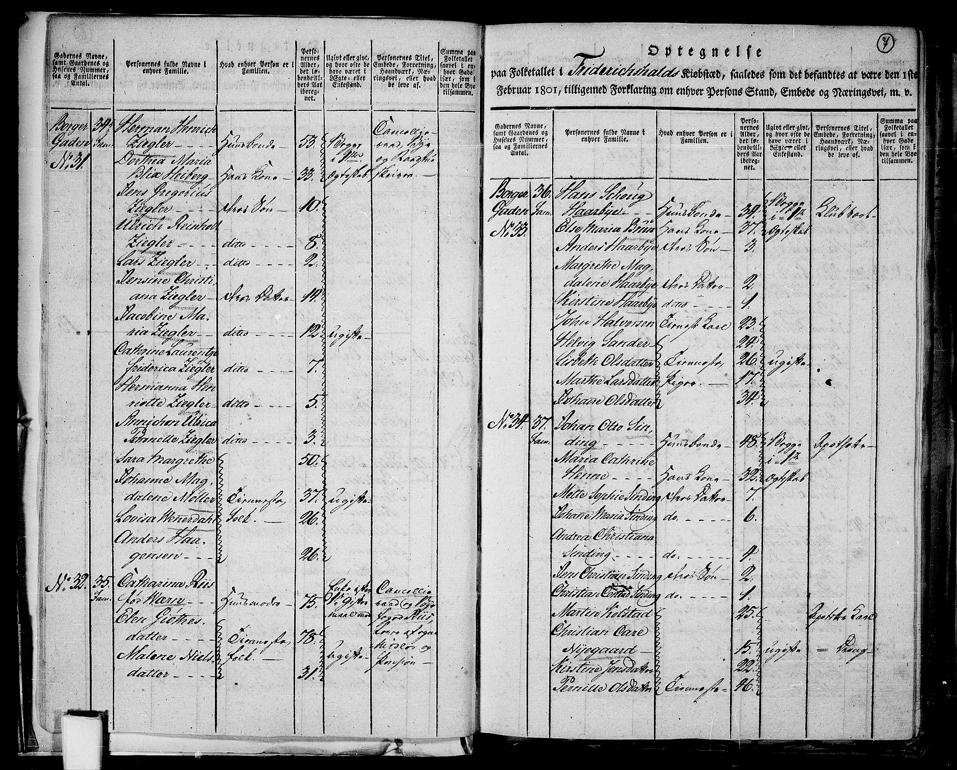 RA, 1801 census for 0101P Fredrikshald, 1801, p. 6b-7a