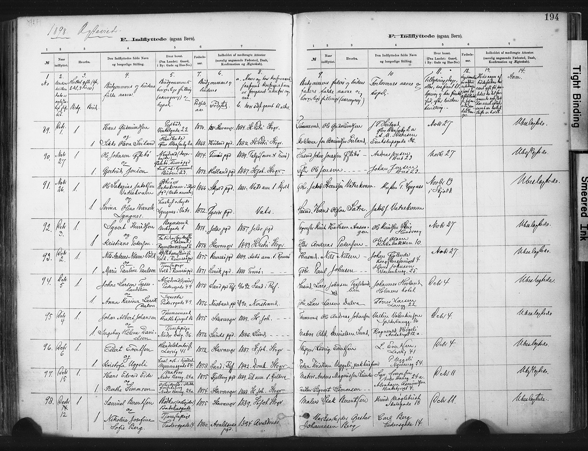 St. Johannes sokneprestkontor, AV/SAST-A-101814/001/30/30BA/L0003: Parish register (official) no. A 3, 1885-1910, p. 194