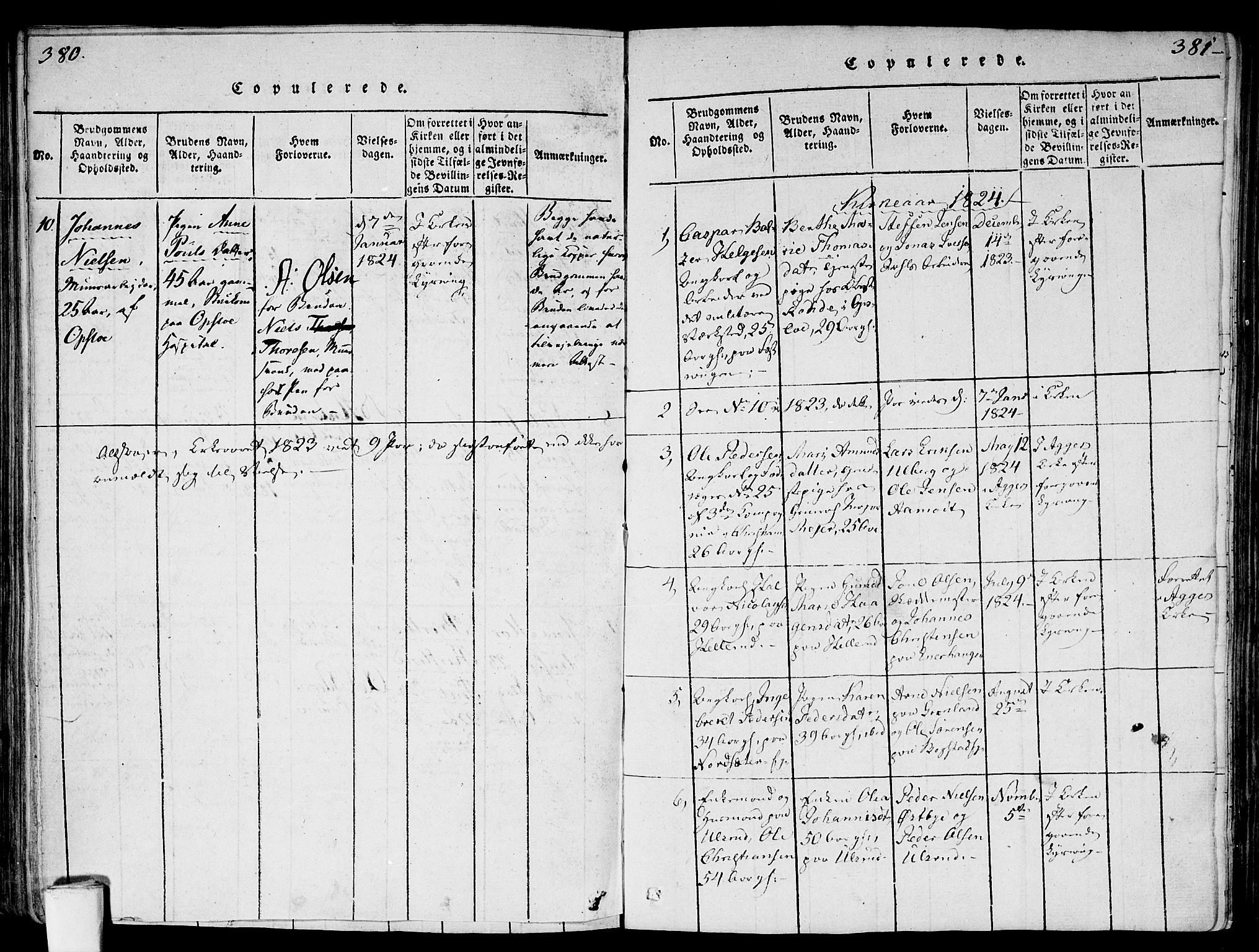 Gamlebyen prestekontor Kirkebøker, SAO/A-10884/F/Fa/L0002: Parish register (official) no. 2, 1817-1829, p. 380-381