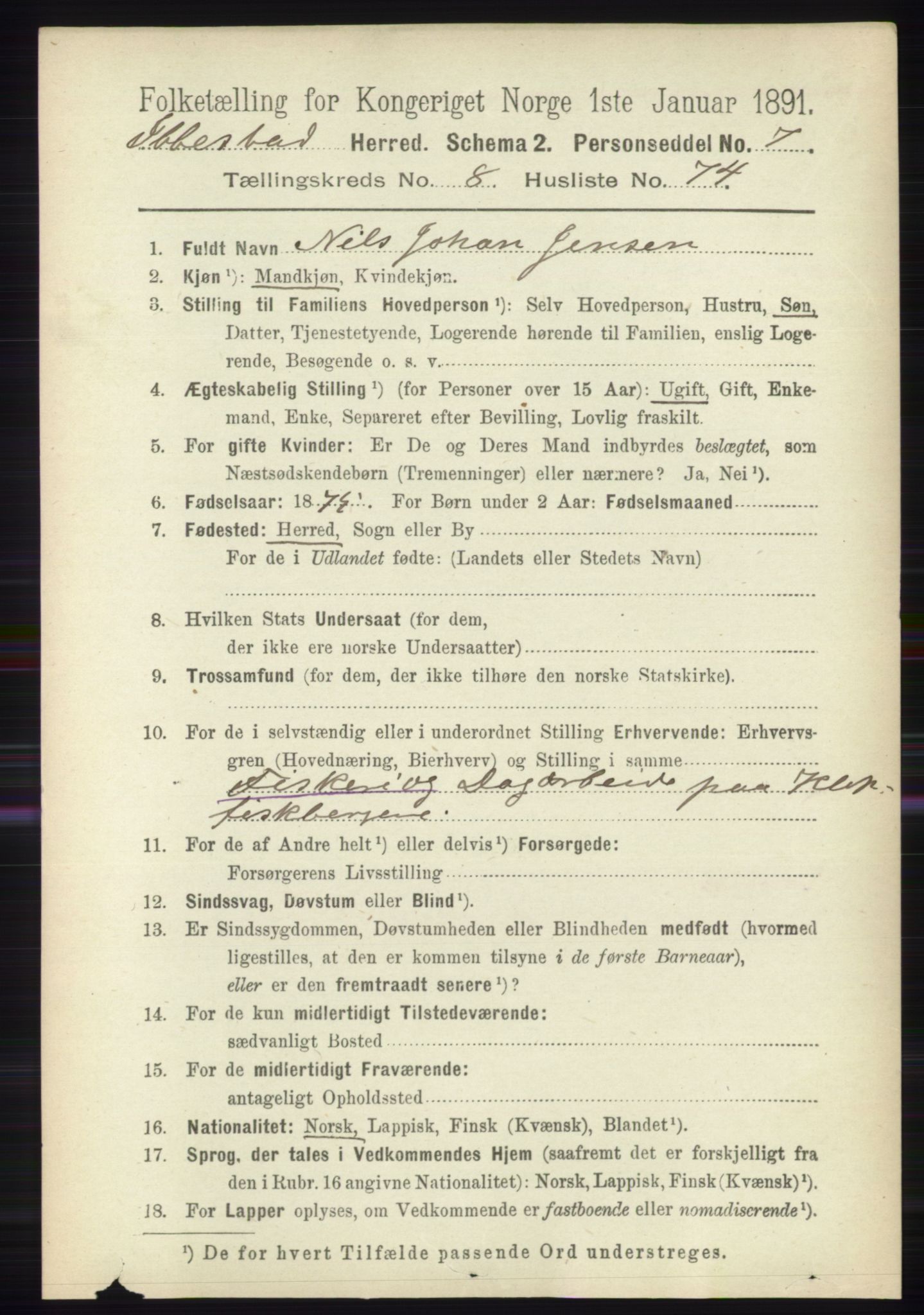 RA, 1891 census for 1917 Ibestad, 1891, p. 5661