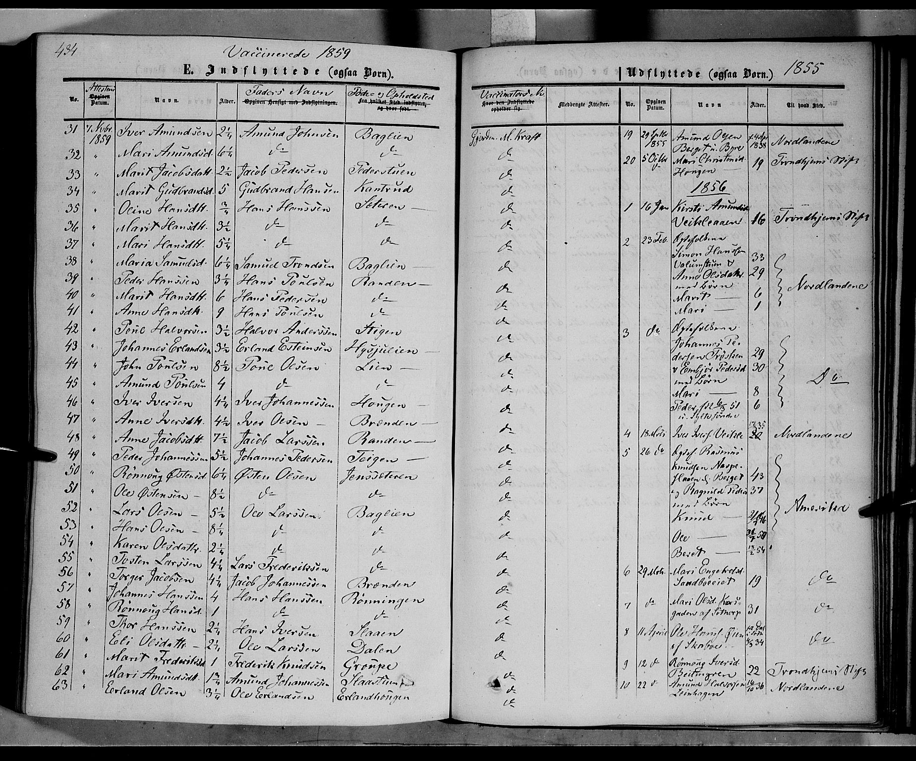 Nord-Fron prestekontor, SAH/PREST-080/H/Ha/Haa/L0001: Parish register (official) no. 1, 1851-1864, p. 434