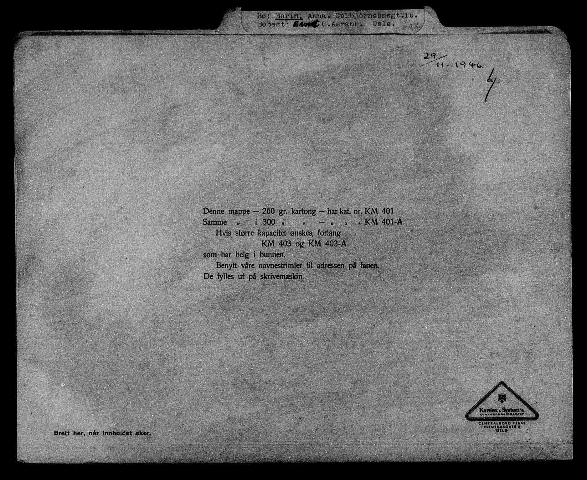 Justisdepartementet, Tilbakeføringskontoret for inndratte formuer, RA/S-1564/H/Hc/Hcc/L0921: --, 1945-1947, p. 167