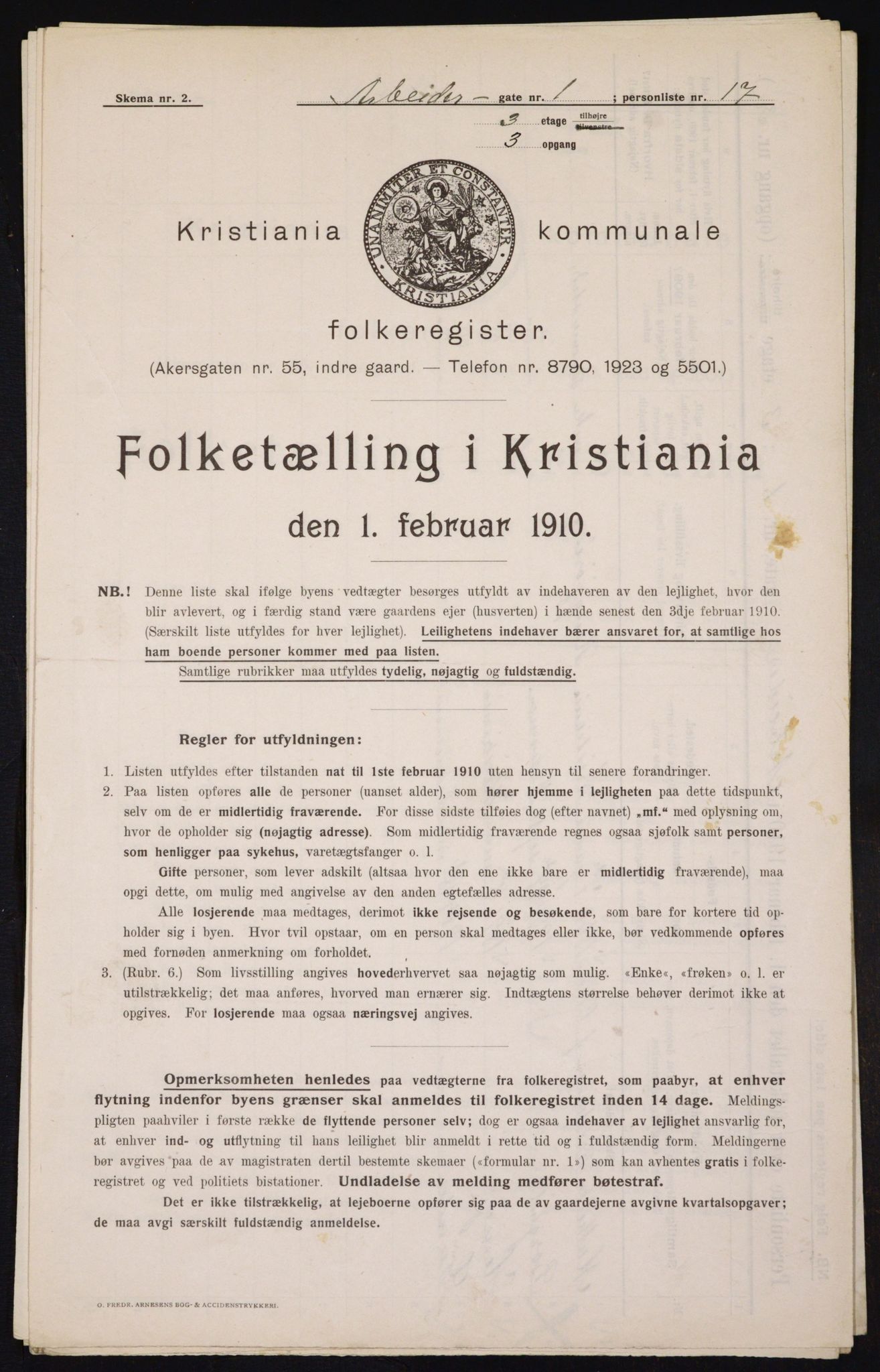 OBA, Municipal Census 1910 for Kristiania, 1910, p. 1294