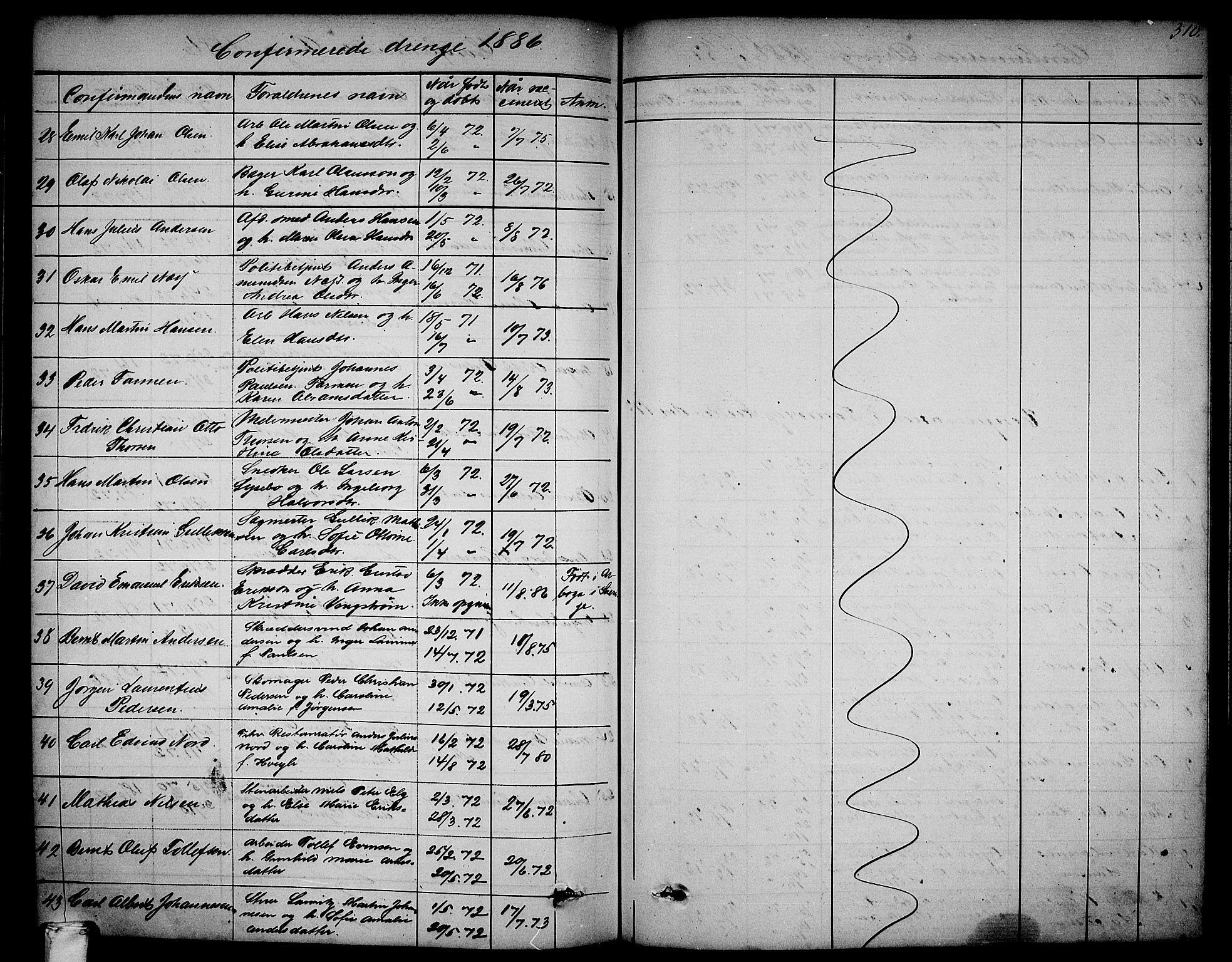 Larvik kirkebøker, SAKO/A-352/G/Ga/L0004: Parish register (copy) no. I 4, 1871-1888, p. 310