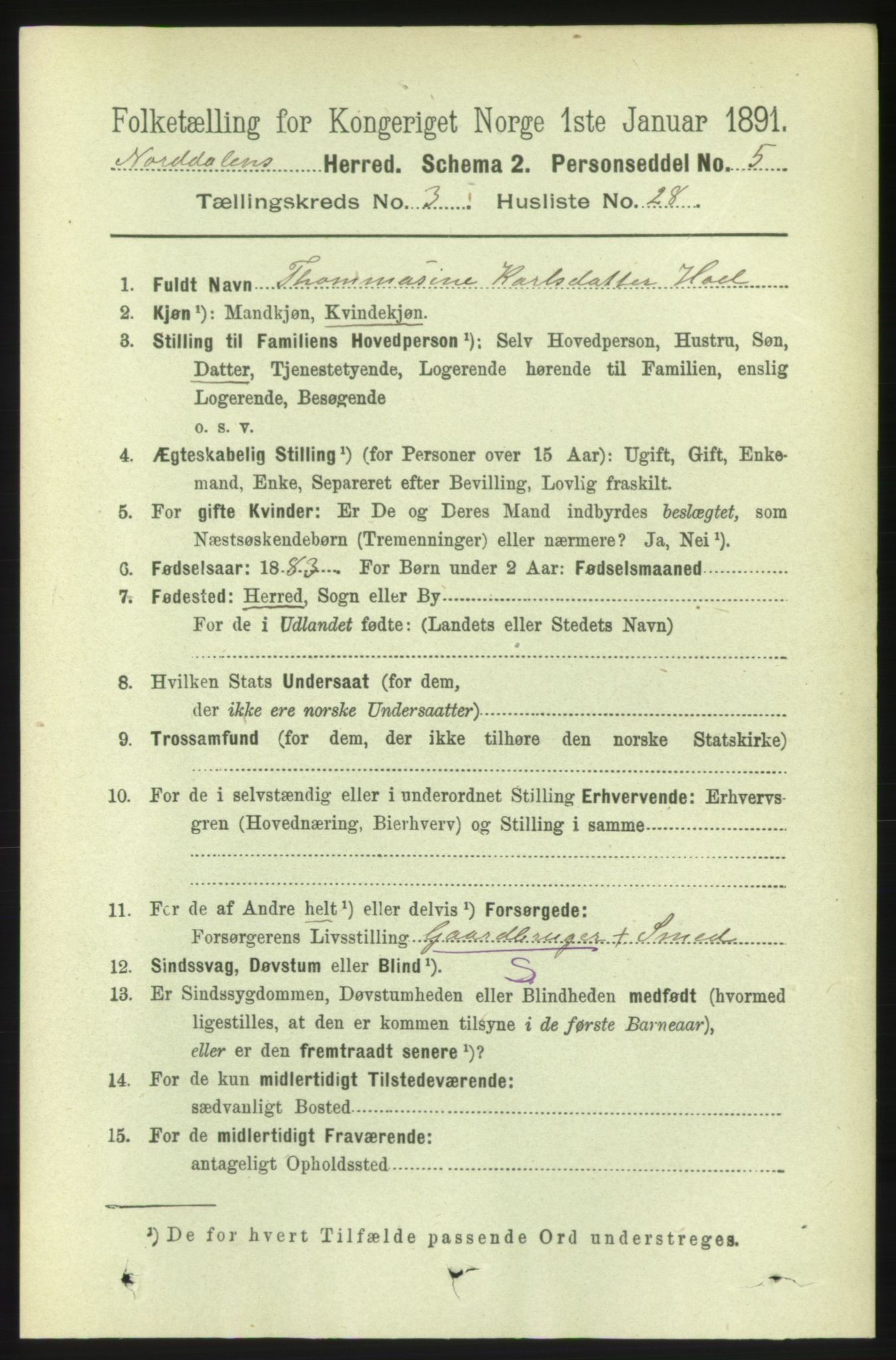 RA, 1891 census for 1524 Norddal, 1891, p. 740