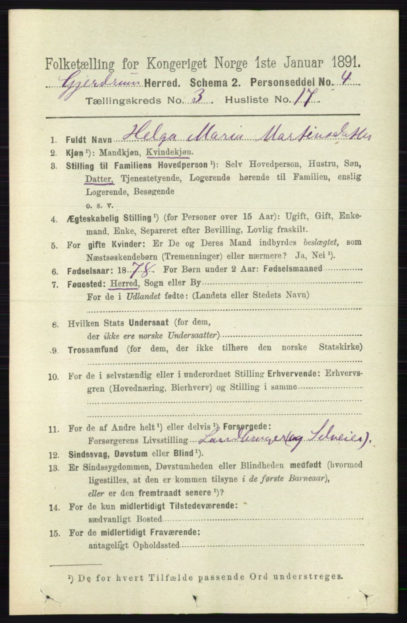 RA, 1891 census for 0234 Gjerdrum, 1891, p. 1347