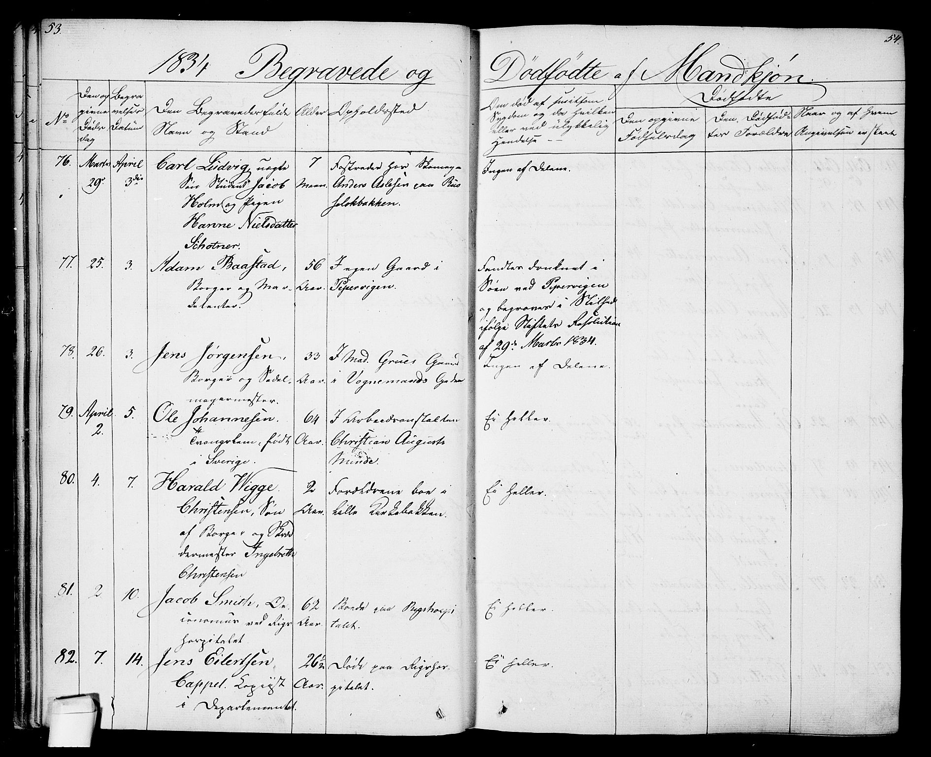 Oslo domkirke Kirkebøker, SAO/A-10752/F/Fa/L0024: Parish register (official) no. 24, 1833-1846, p. 53-54