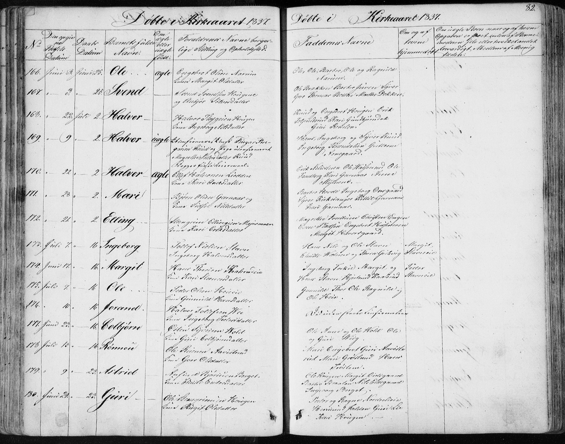 Nes kirkebøker, SAKO/A-236/F/Fa/L0009: Parish register (official) no. 9, 1834-1863, p. 82