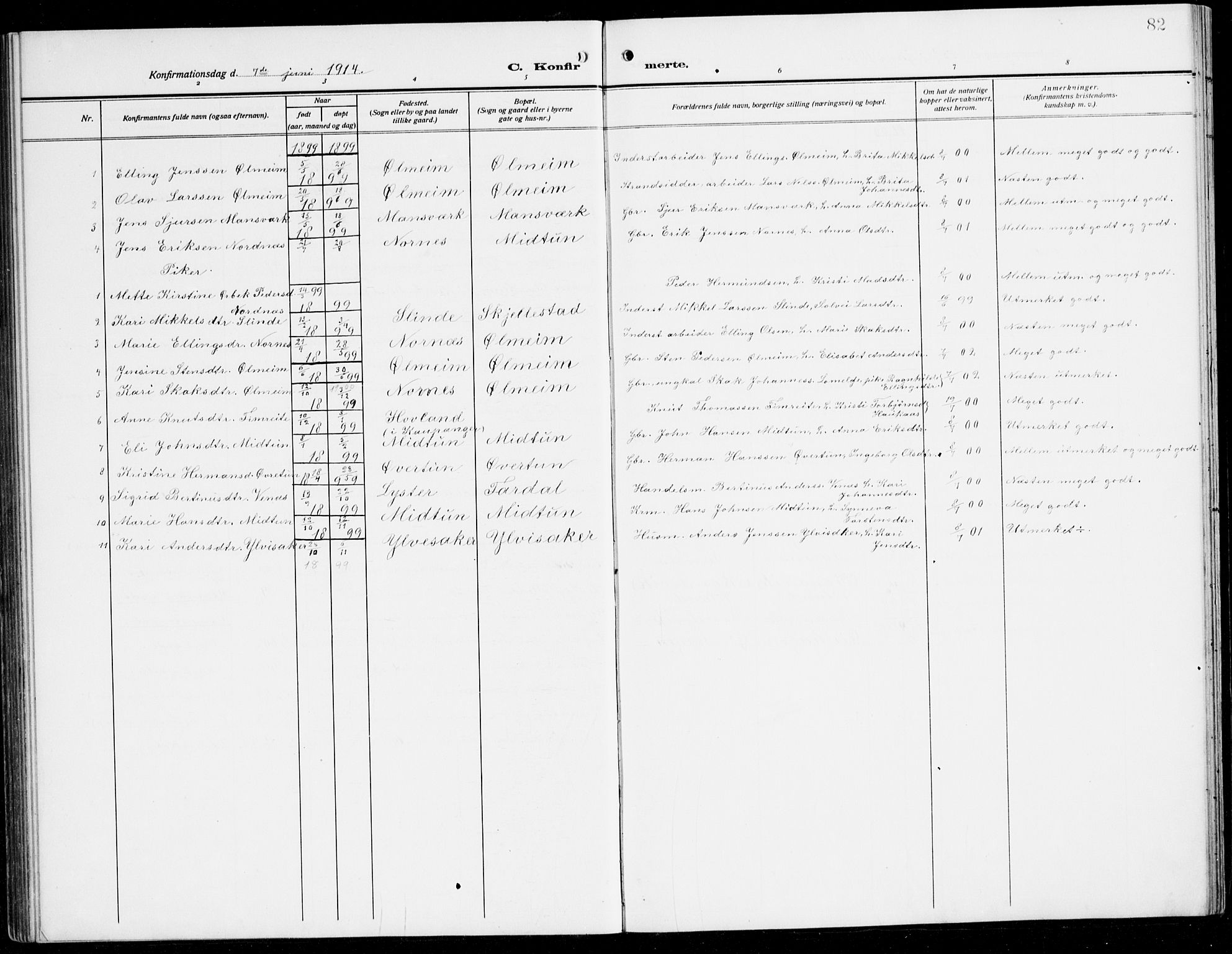 Sogndal sokneprestembete, SAB/A-81301/H/Hab/Habc/L0003: Parish register (copy) no. C 3, 1911-1942, p. 82