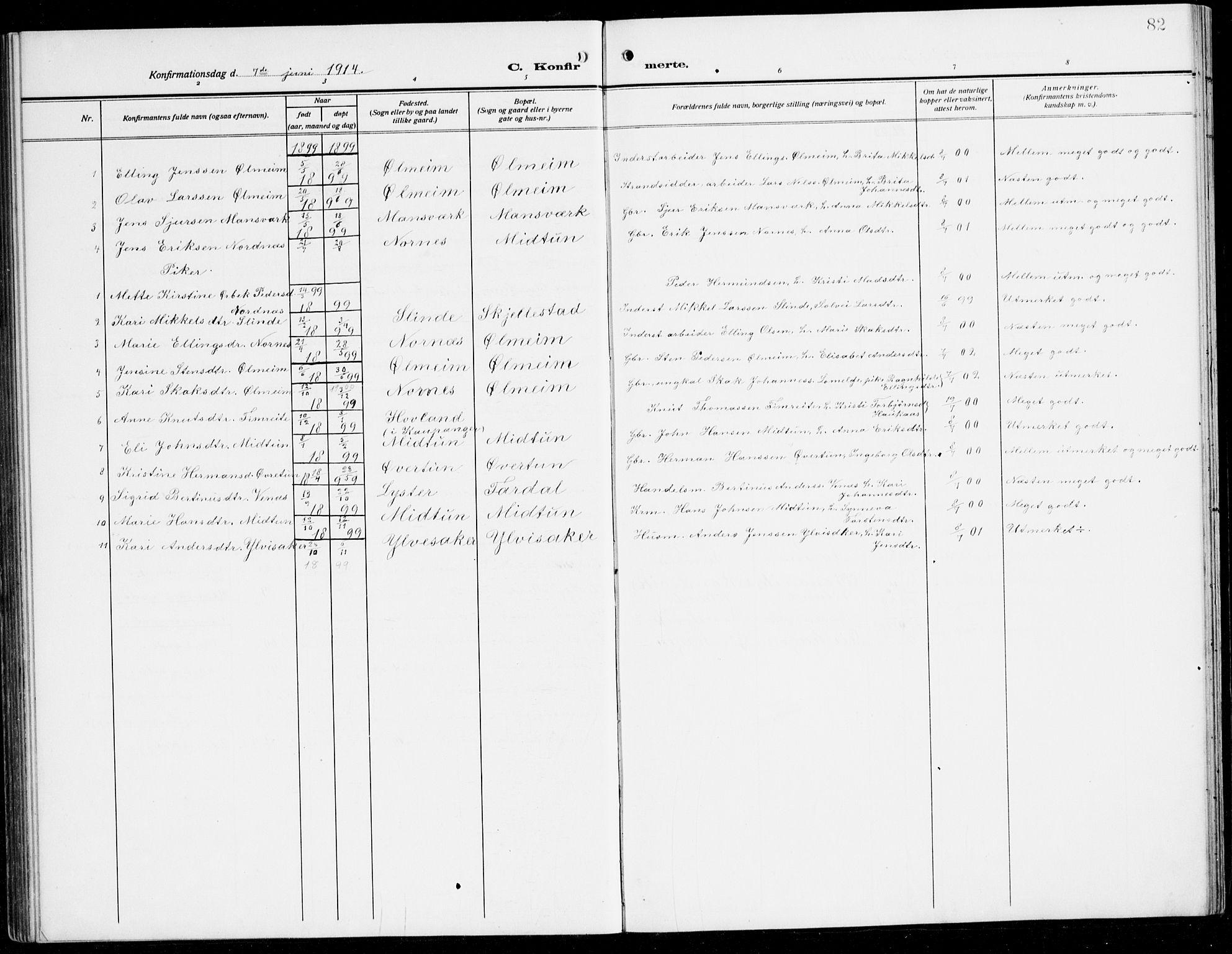 Sogndal sokneprestembete, AV/SAB-A-81301/H/Hab/Habc/L0003: Parish register (copy) no. C 3, 1911-1942, p. 82